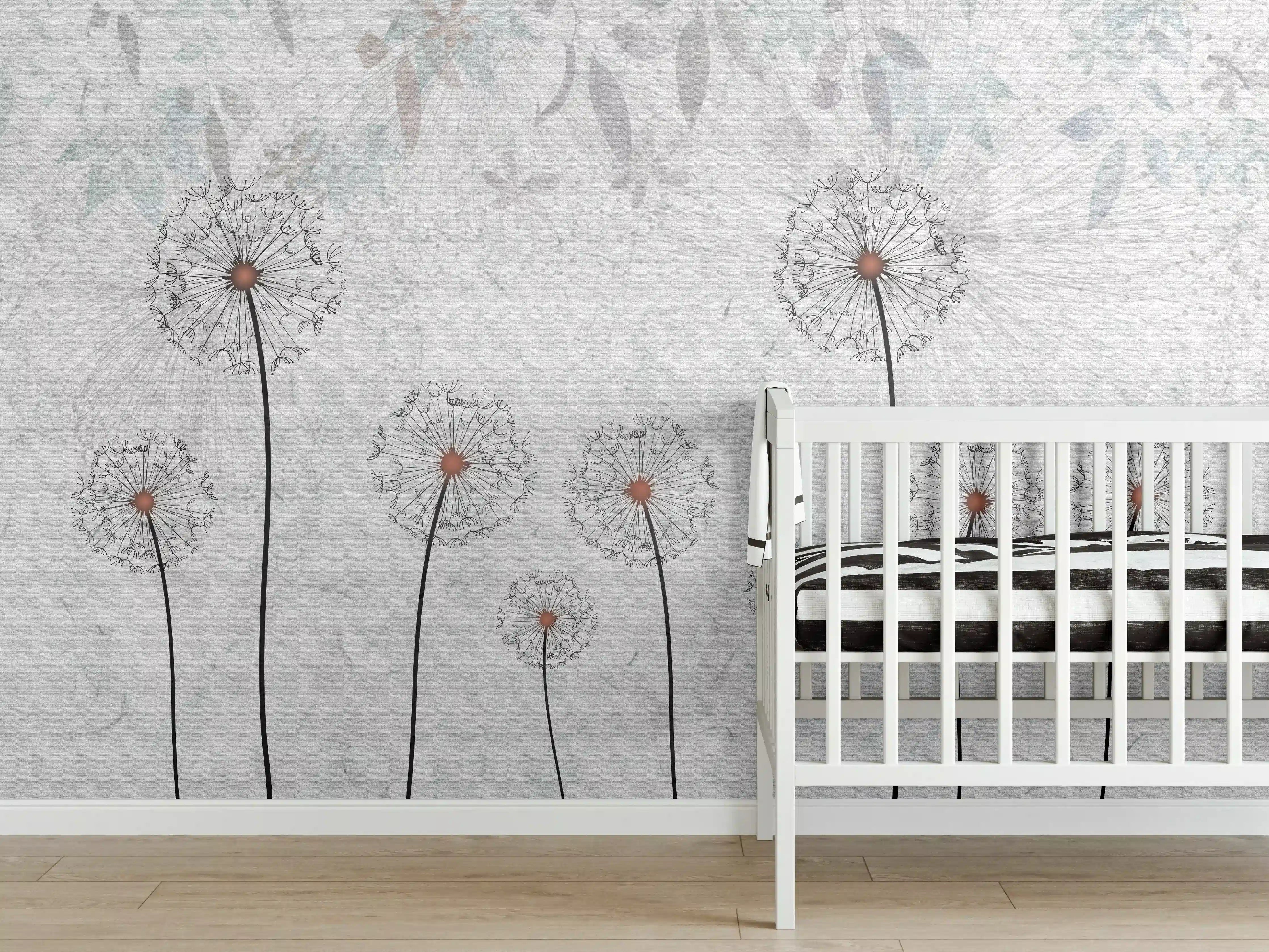 Babyzimmer Wandgestaltung - Dekoratives Löwenzahn Gemälde