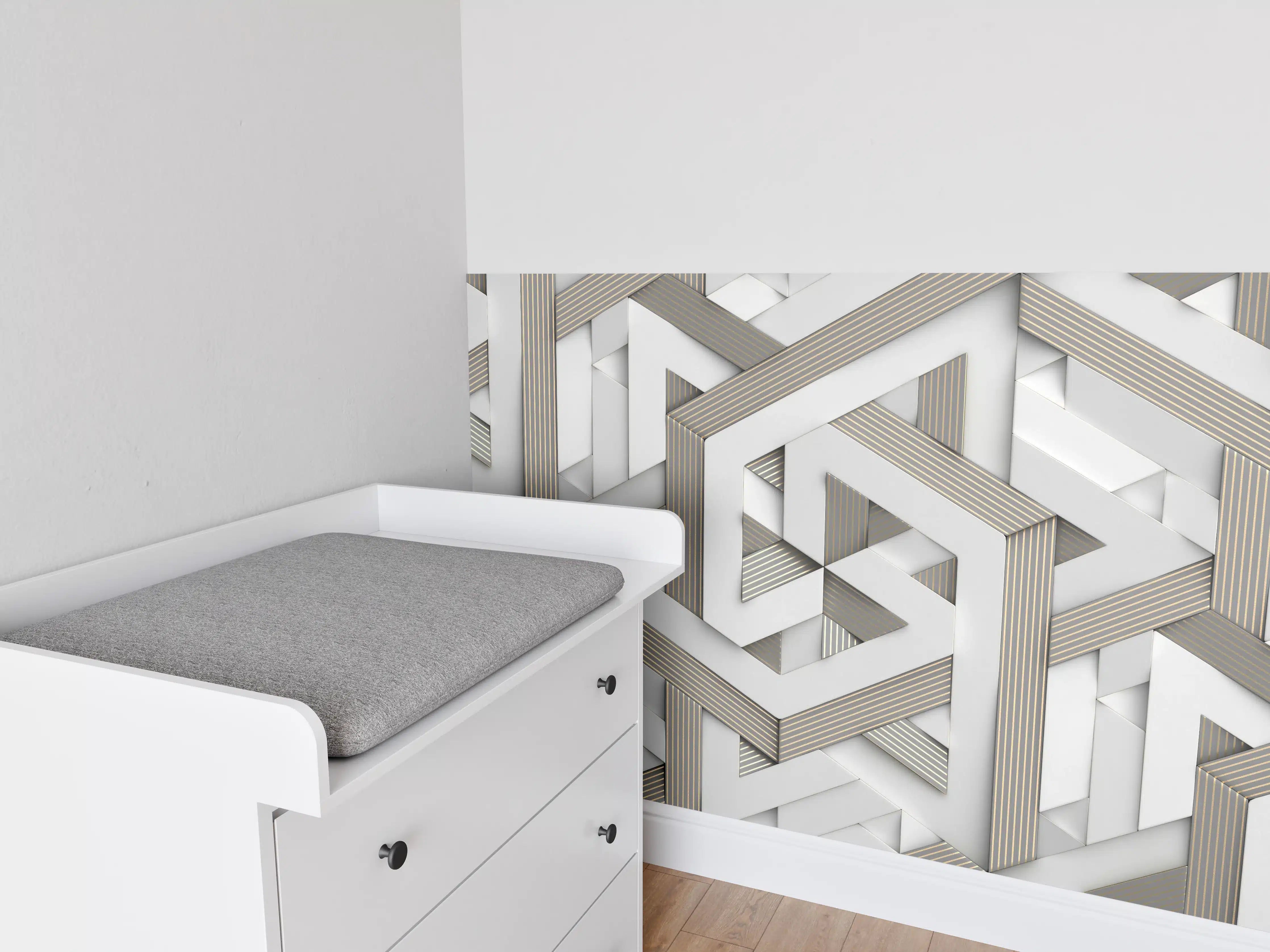 Babyzimmer Wandgestaltung - Dekoratives Mosaik Muster - 3D