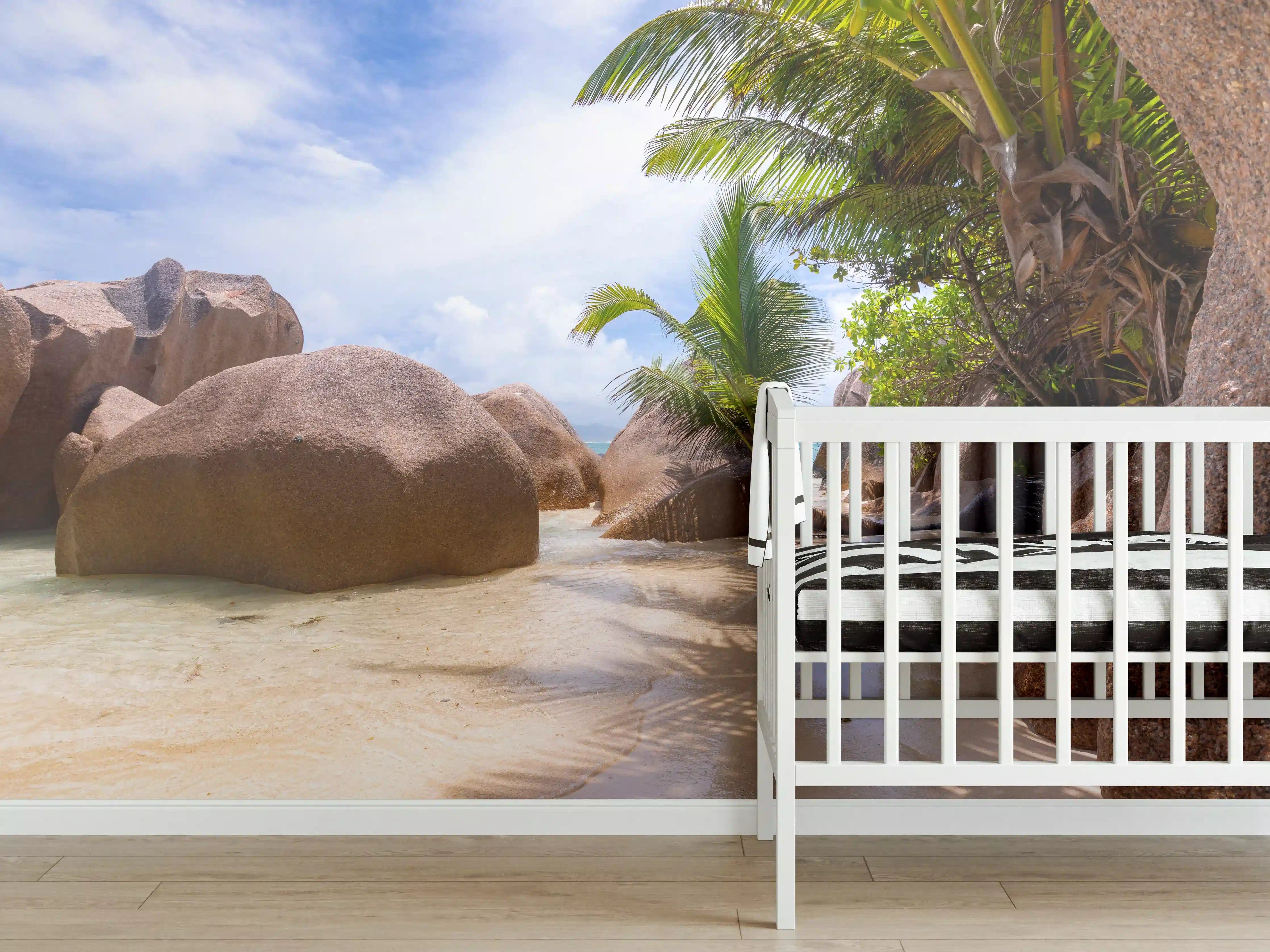 Babyzimmer Wandgestaltung - Der Traumstrand - Anse Source d Argent
