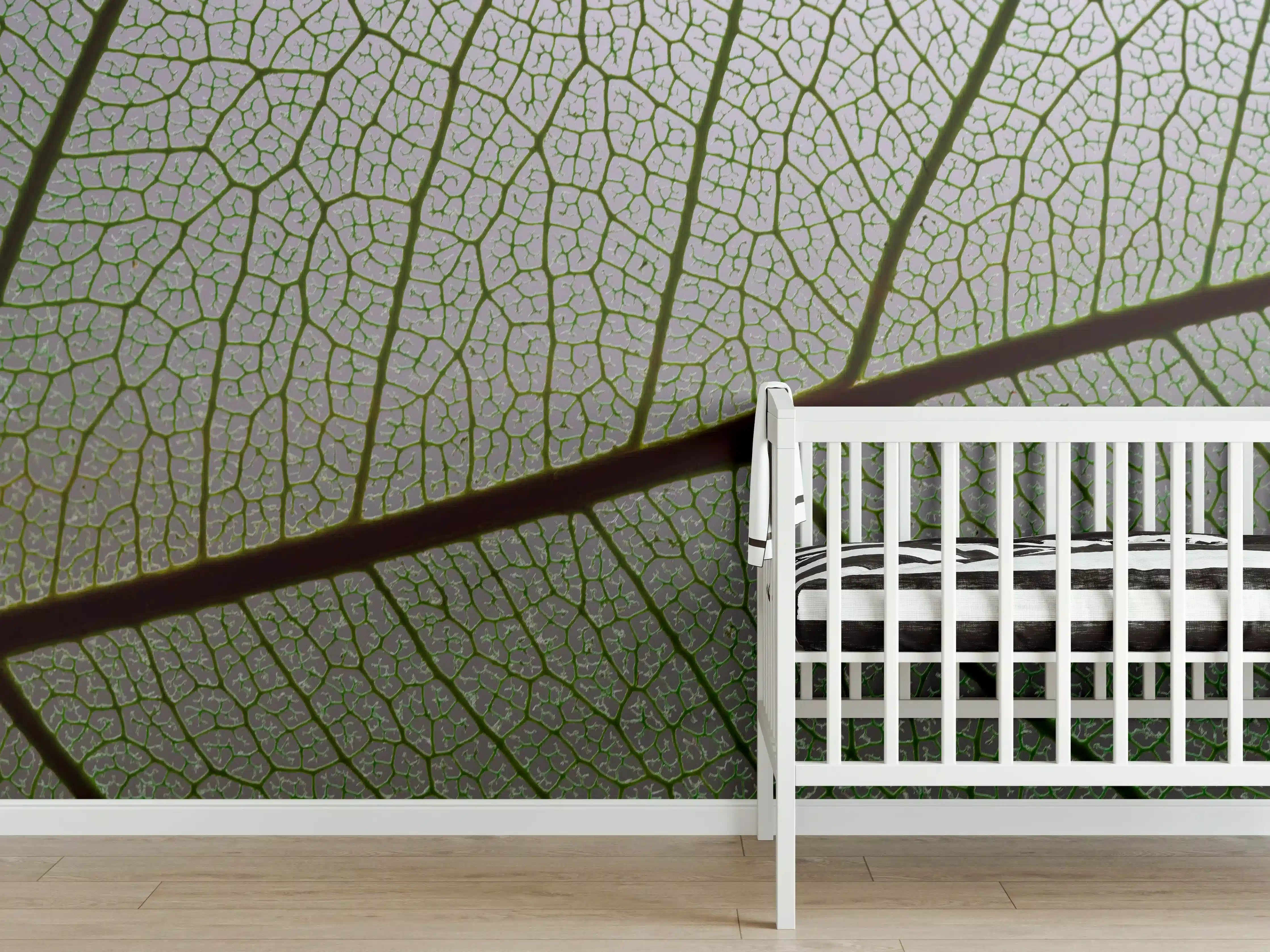 Babyzimmer Wandgestaltung - Detailaufnahme einer Blattstruktur