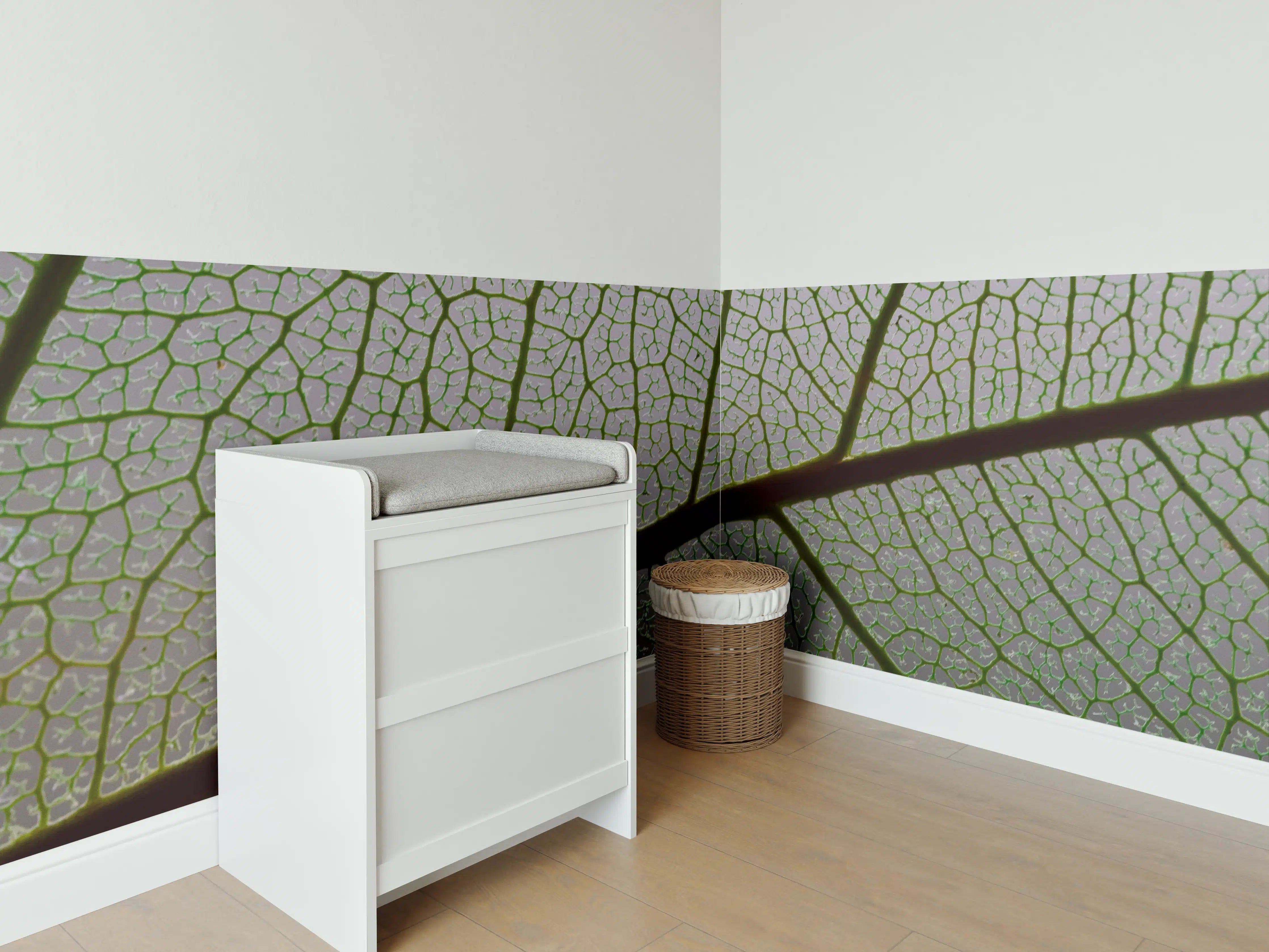 Babyzimmer Wandgestaltung - Detailaufnahme einer Blattstruktur