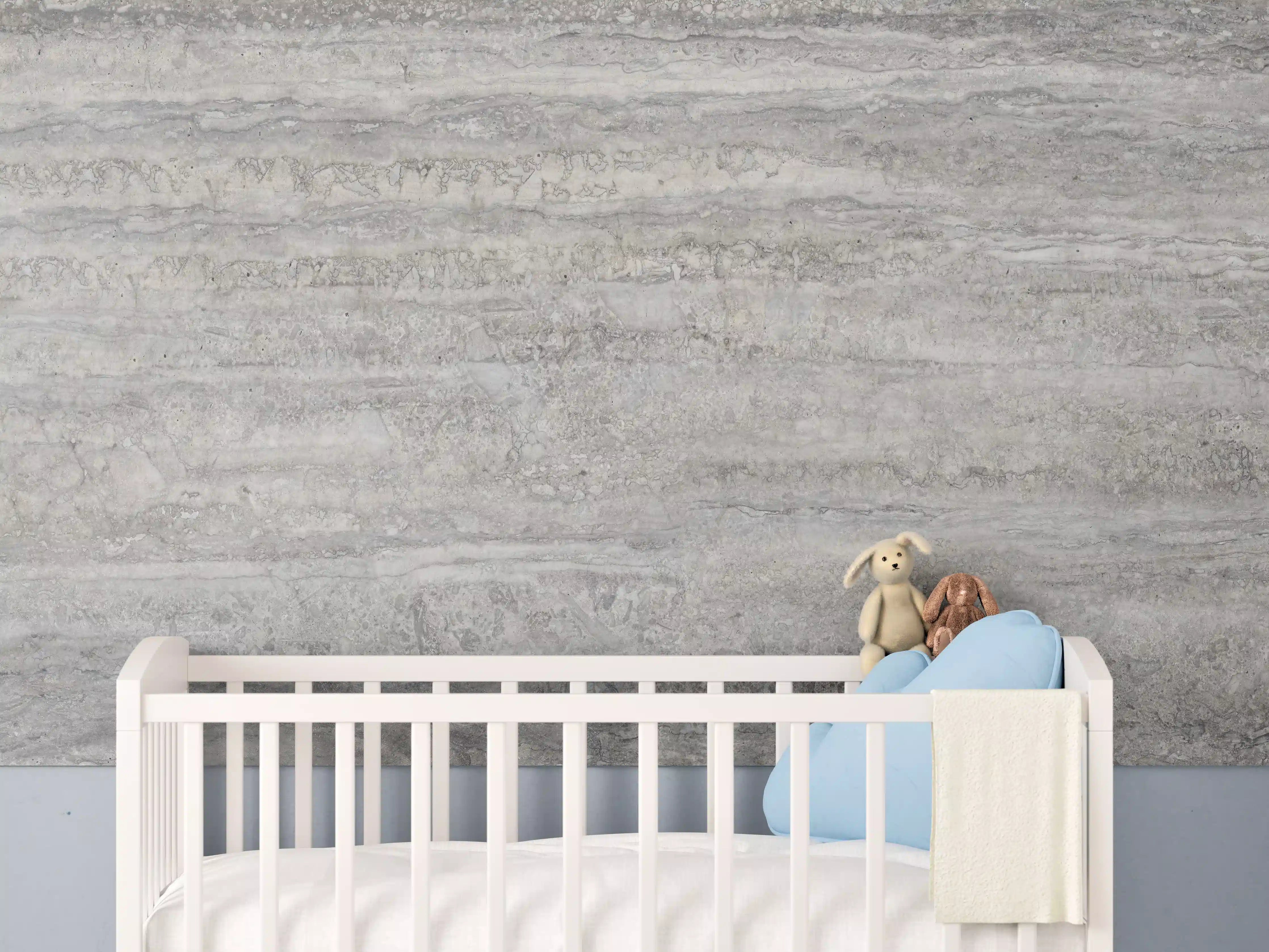 Babyzimmer Wandgestaltung - Dezenter Travertin Marmor