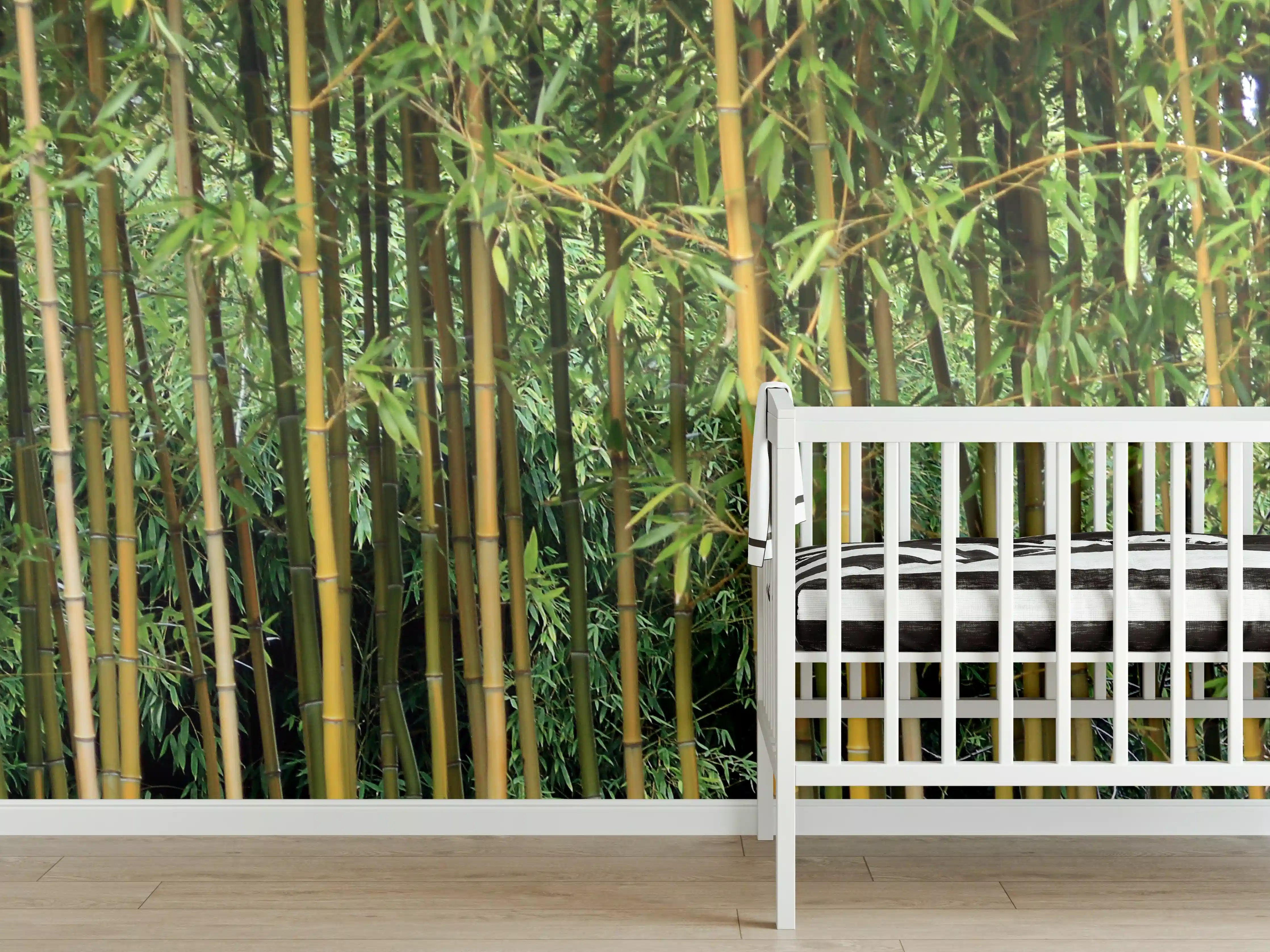Babyzimmer Wandgestaltung - Dichte Bambuswälder mit grünen Stängeln