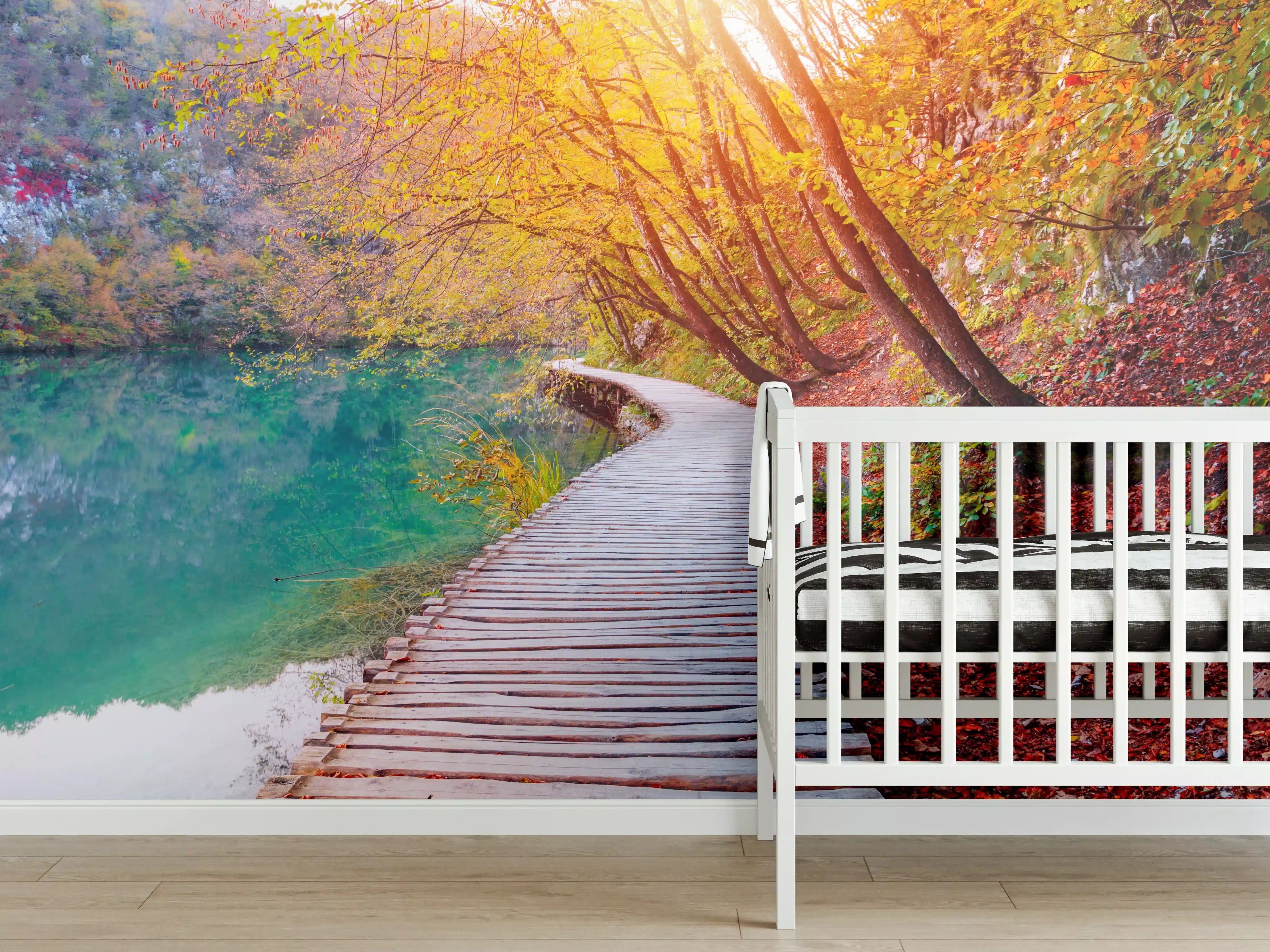 Babyzimmer Wandgestaltung - Die berühmten Plitvicer Seen im Herbst