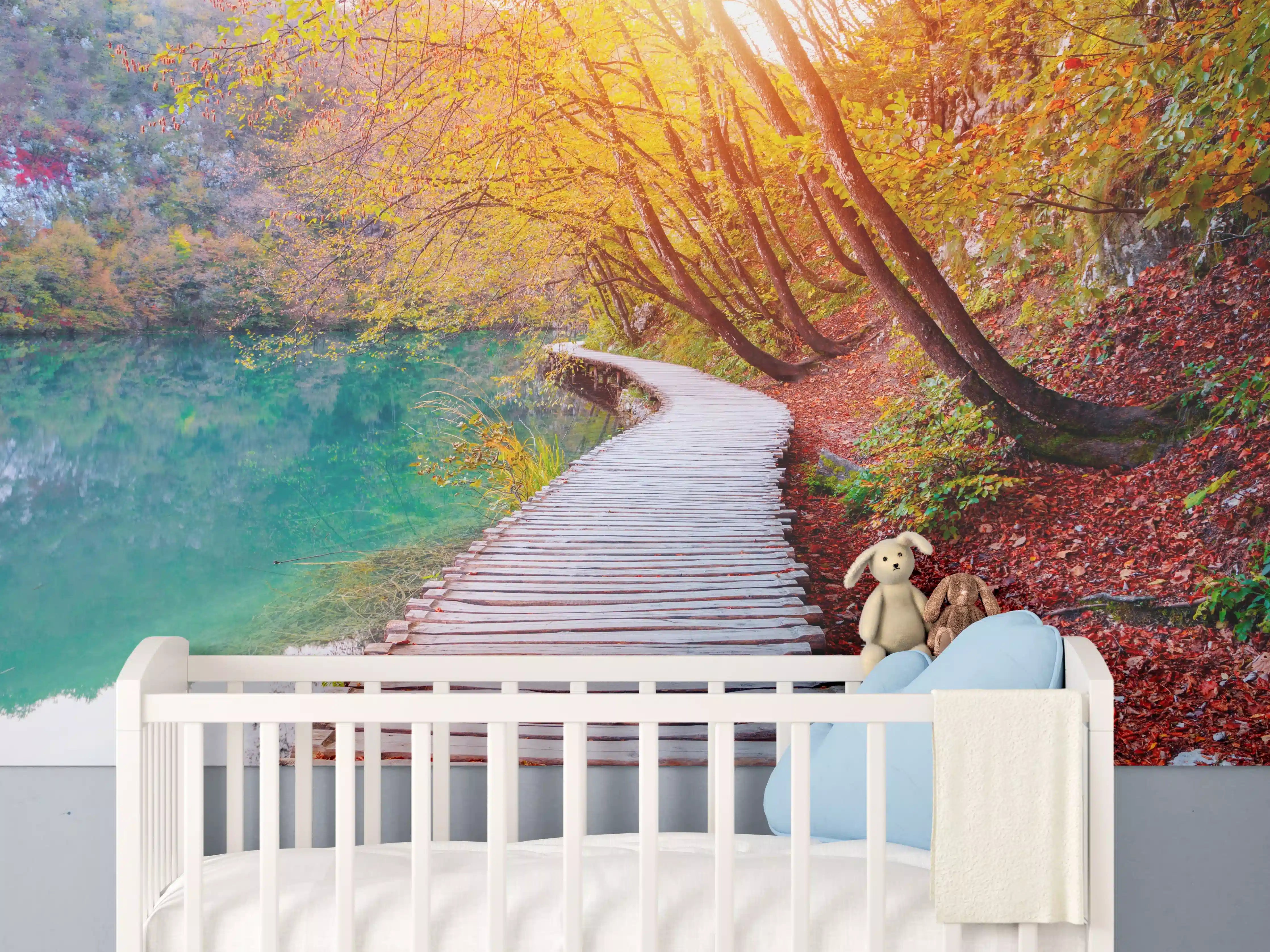 Babyzimmer Wandgestaltung - Die berühmten Plitvicer Seen im Herbst
