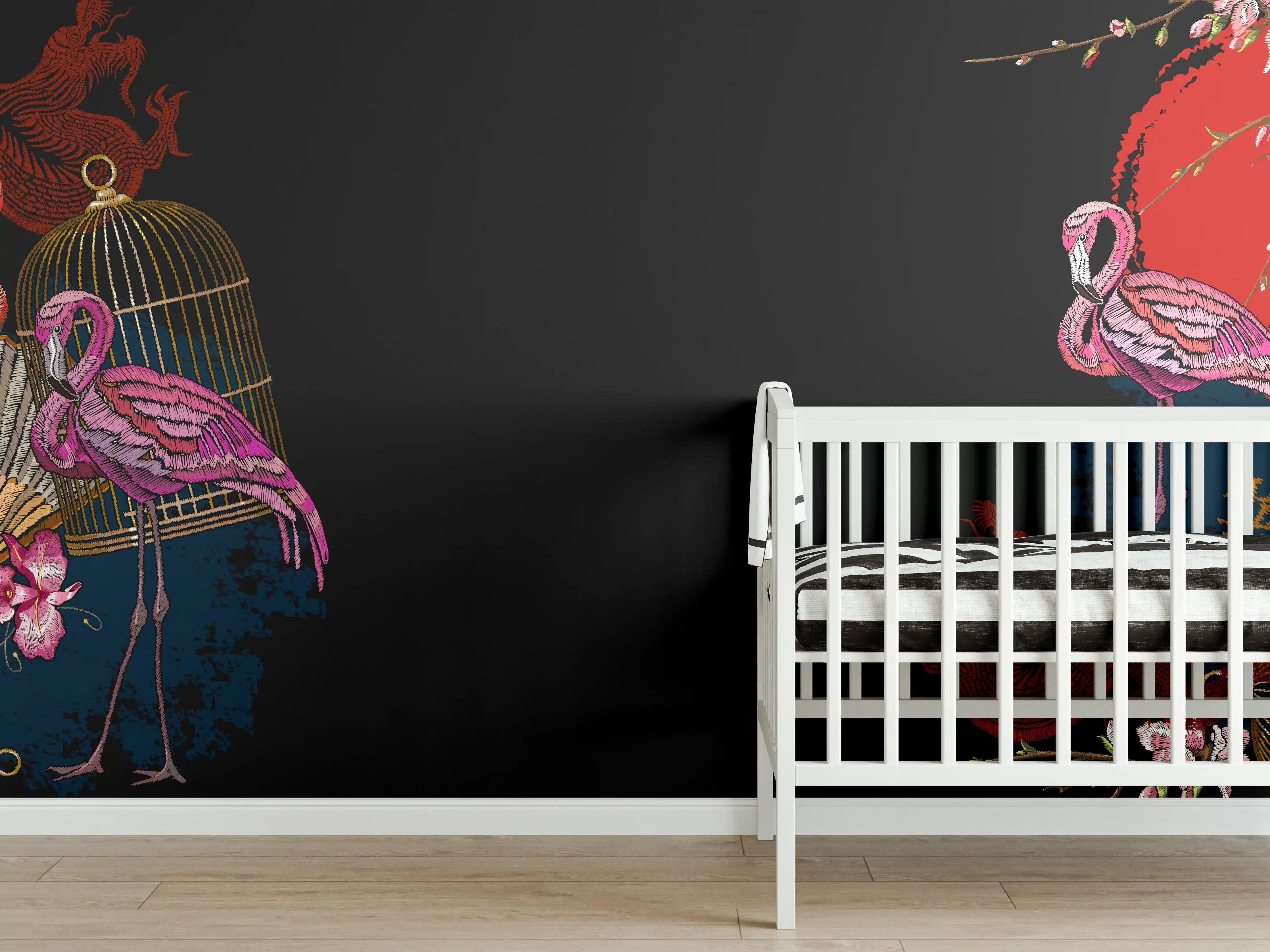 Babyzimmer Wandgestaltung - Drachen & Flamigos - Stickmuster