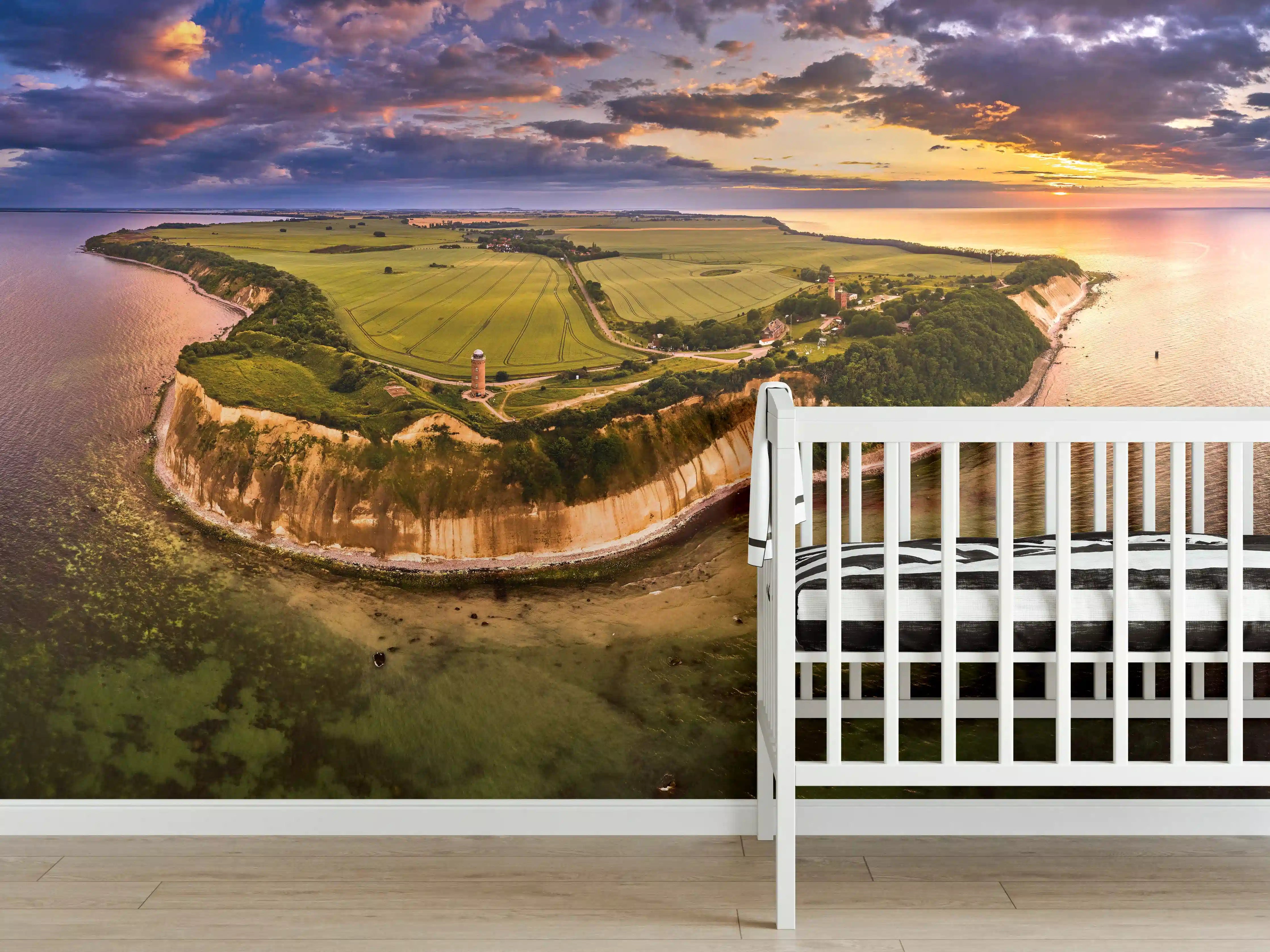 Babyzimmer Wandgestaltung - Drohnenansicht vom Kap Arkona