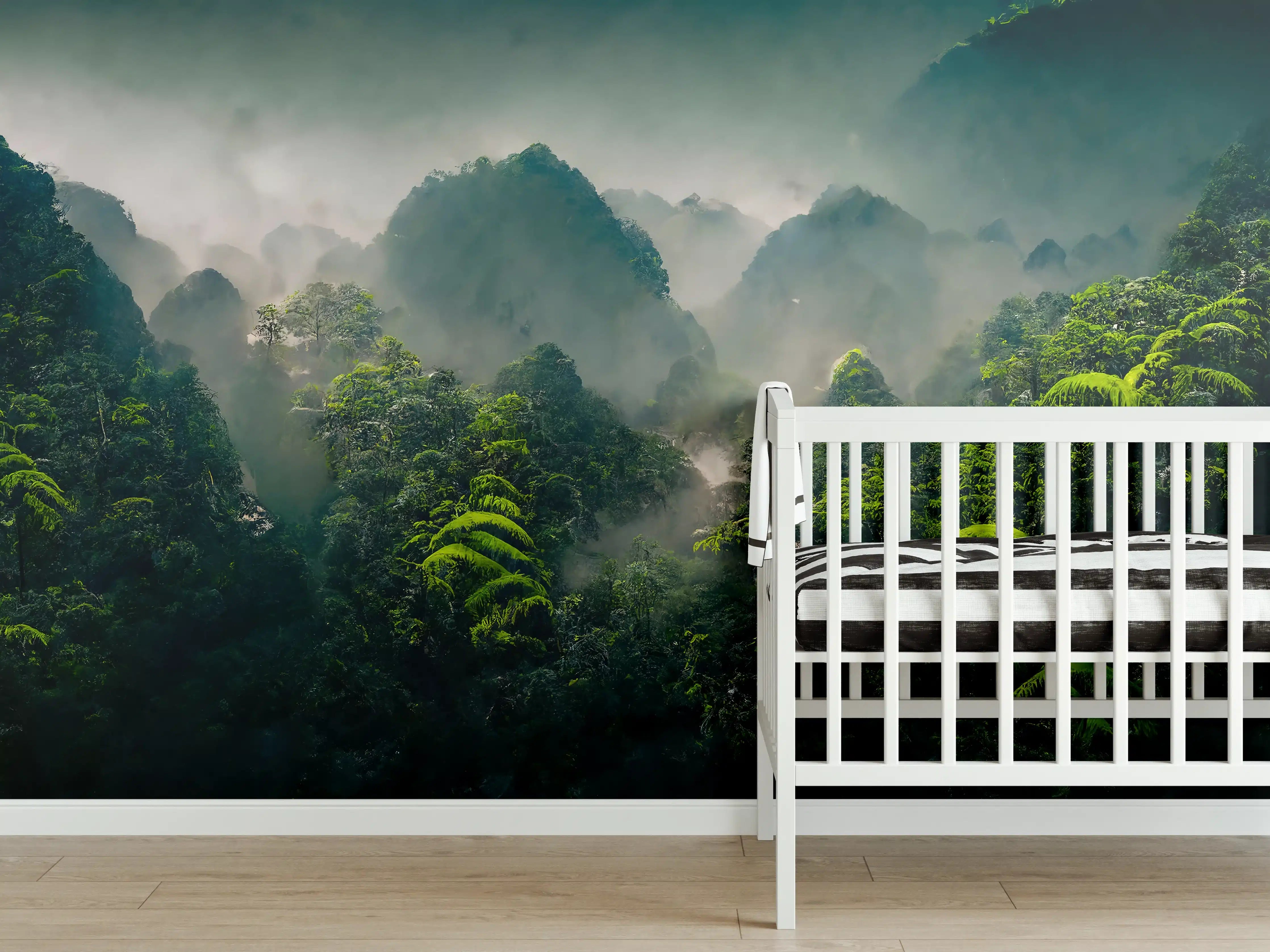 Babyzimmer Wandgestaltung - Dschungel im Morgengrauen