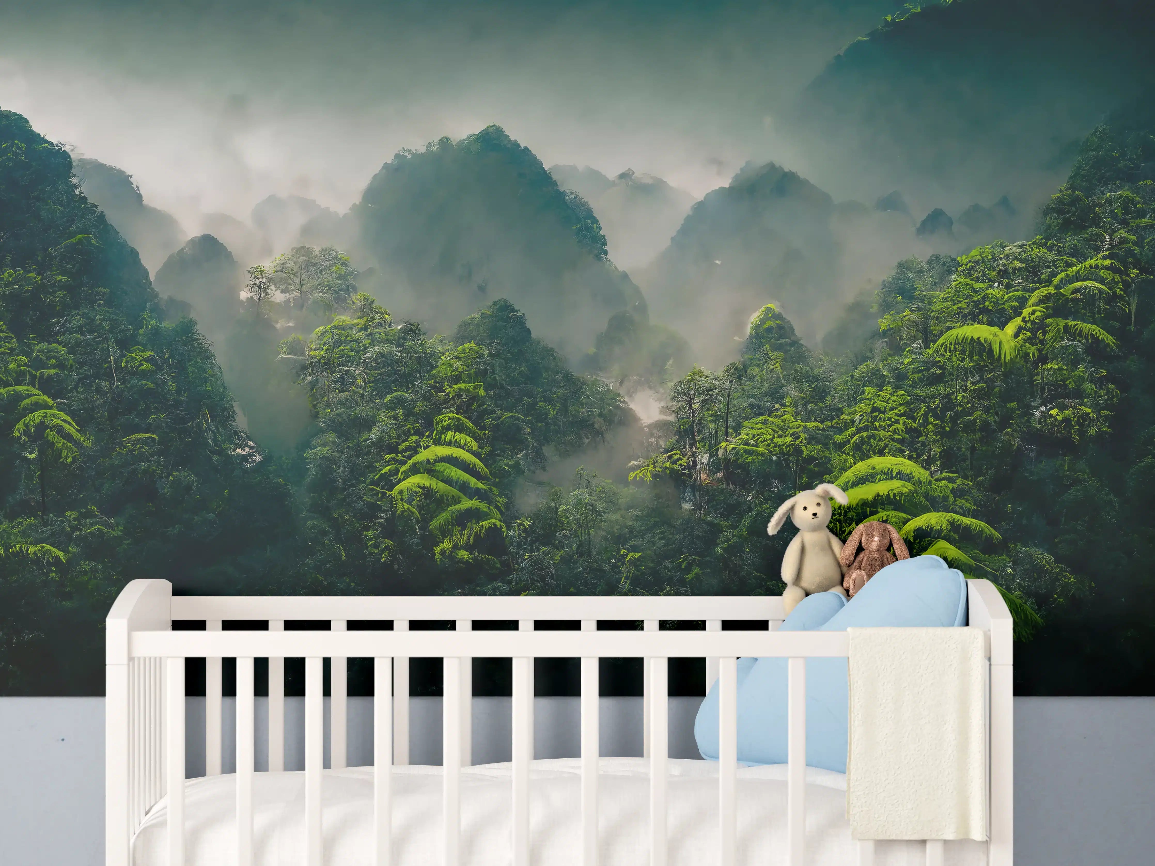 Babyzimmer Wandgestaltung - Dschungel im Morgengrauen
