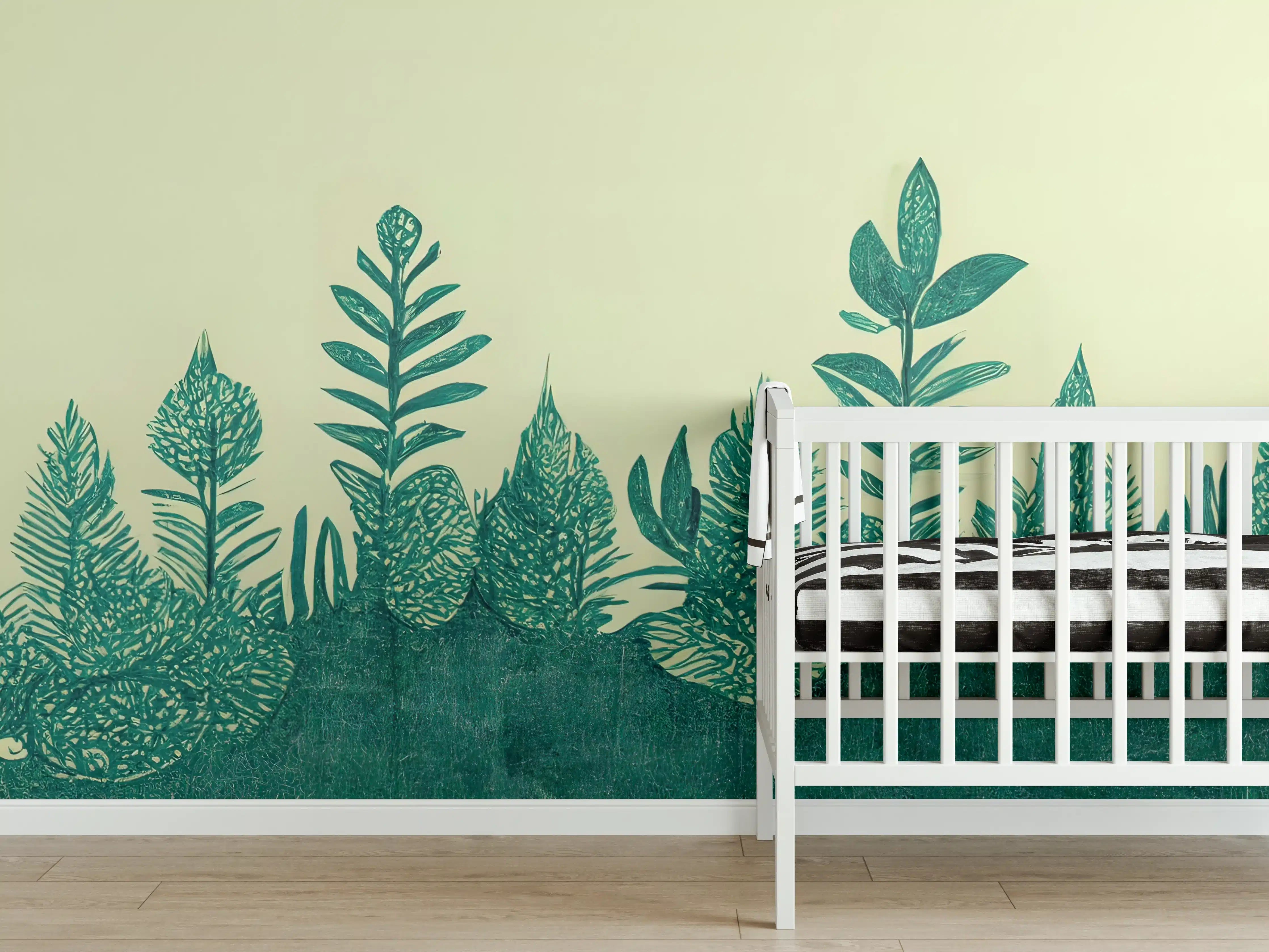 Babyzimmer Wandgestaltung - Dschungel mit üppigem Grün