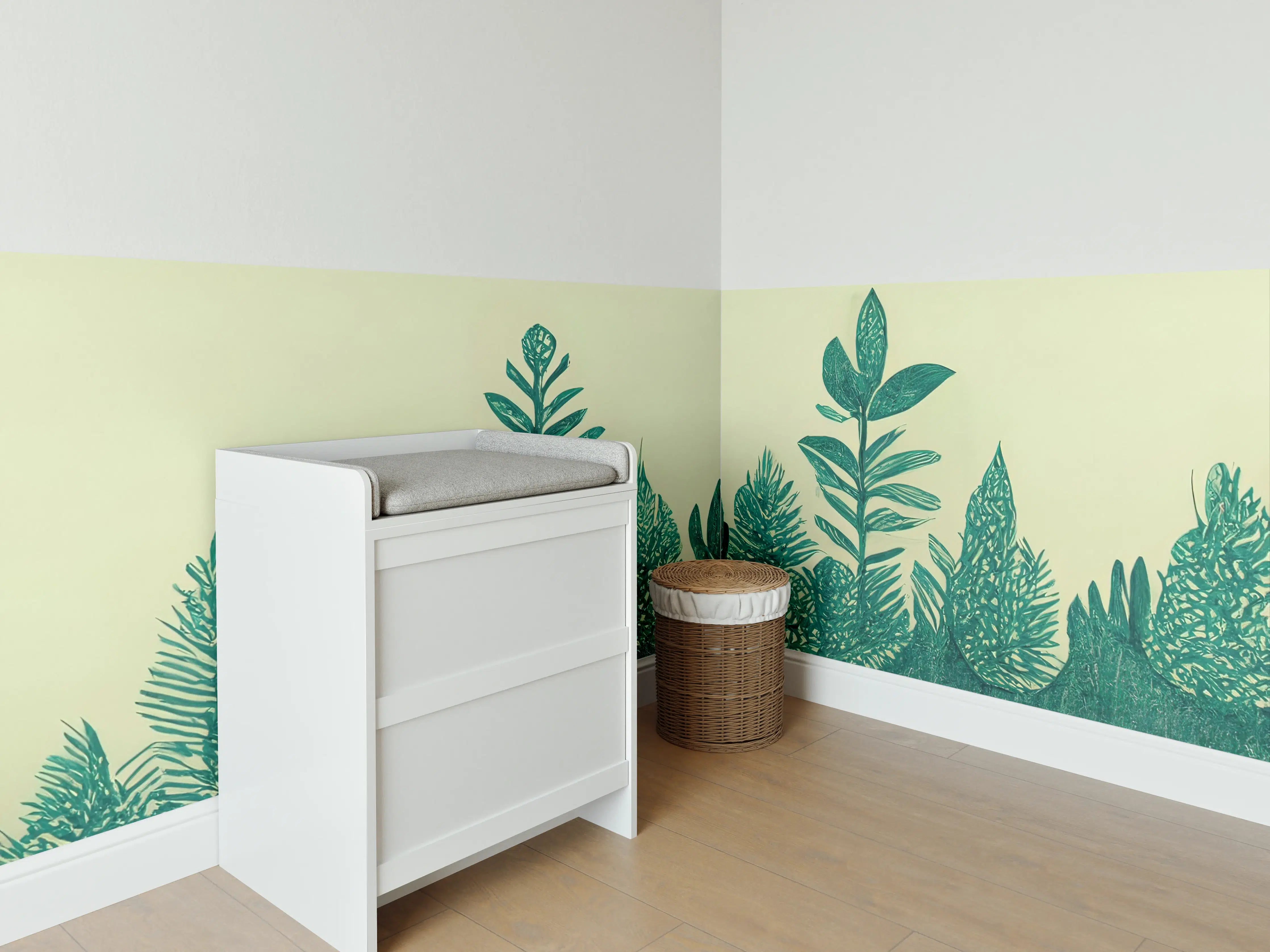 Babyzimmer Wandgestaltung - Dschungel mit üppigem Grün