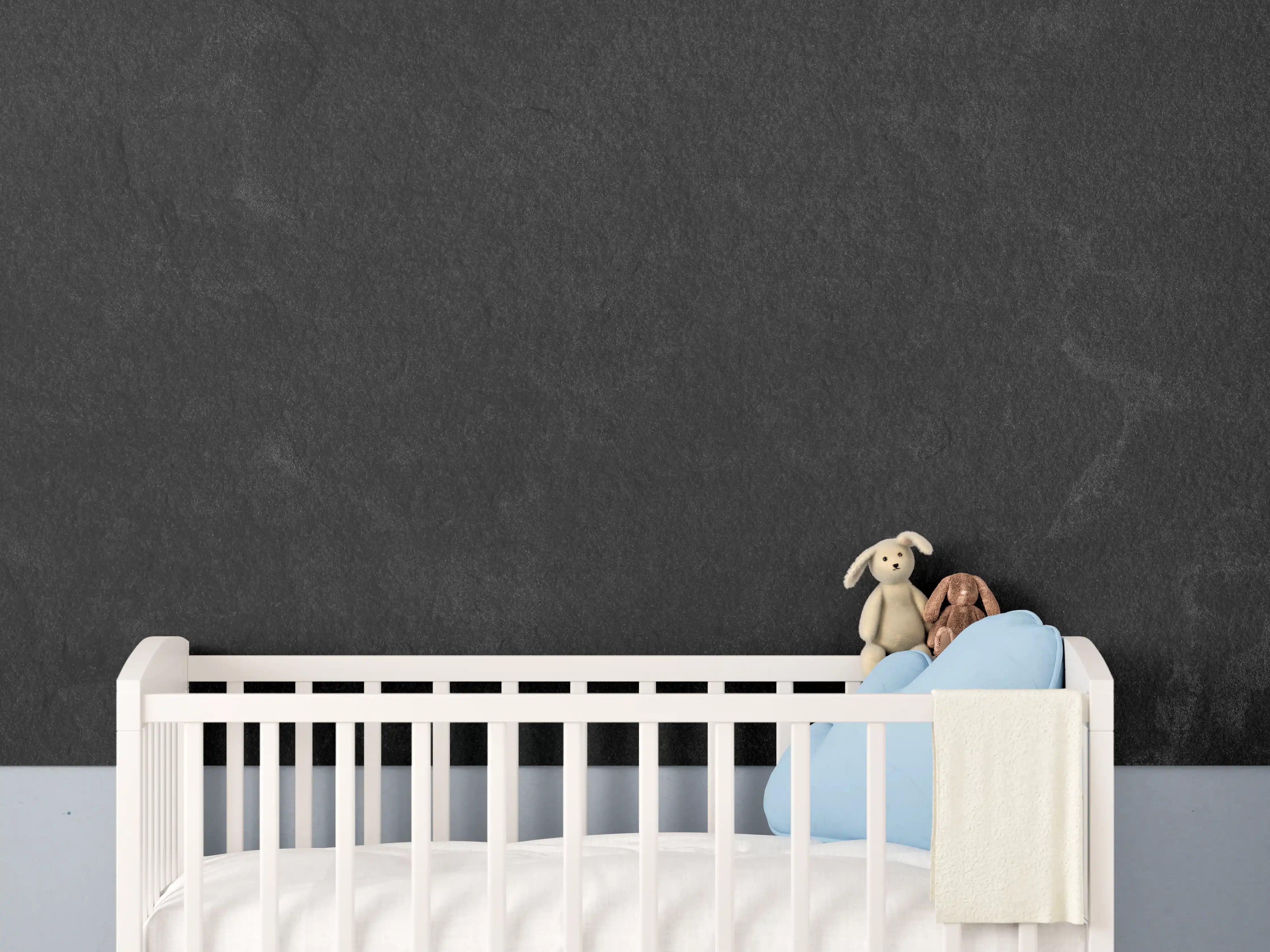 Babyzimmer Wandgestaltung - Dunkel schwarzer Zement