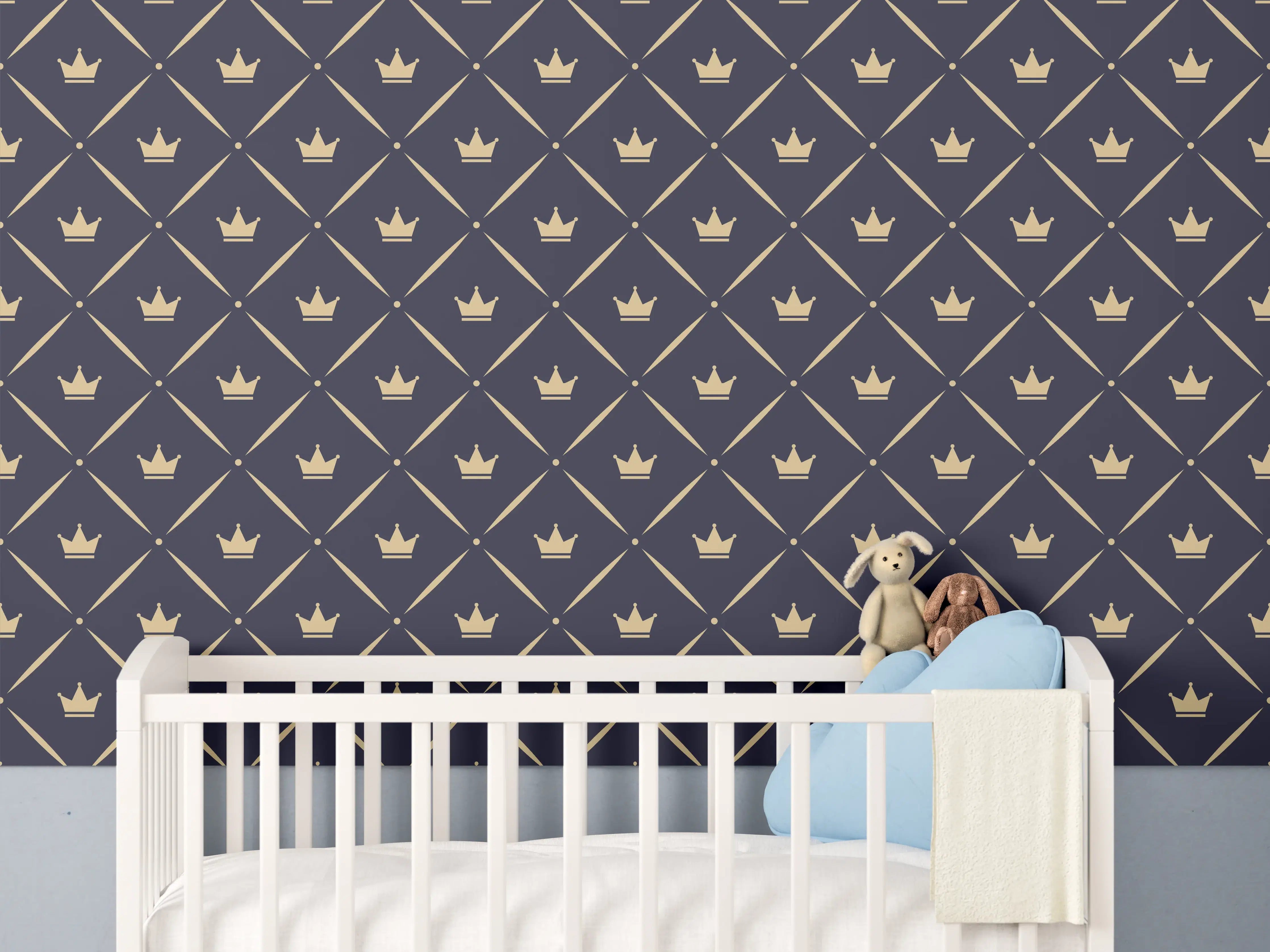 Babyzimmer Wandgestaltung - Dunkelblau Geometrisches Muster