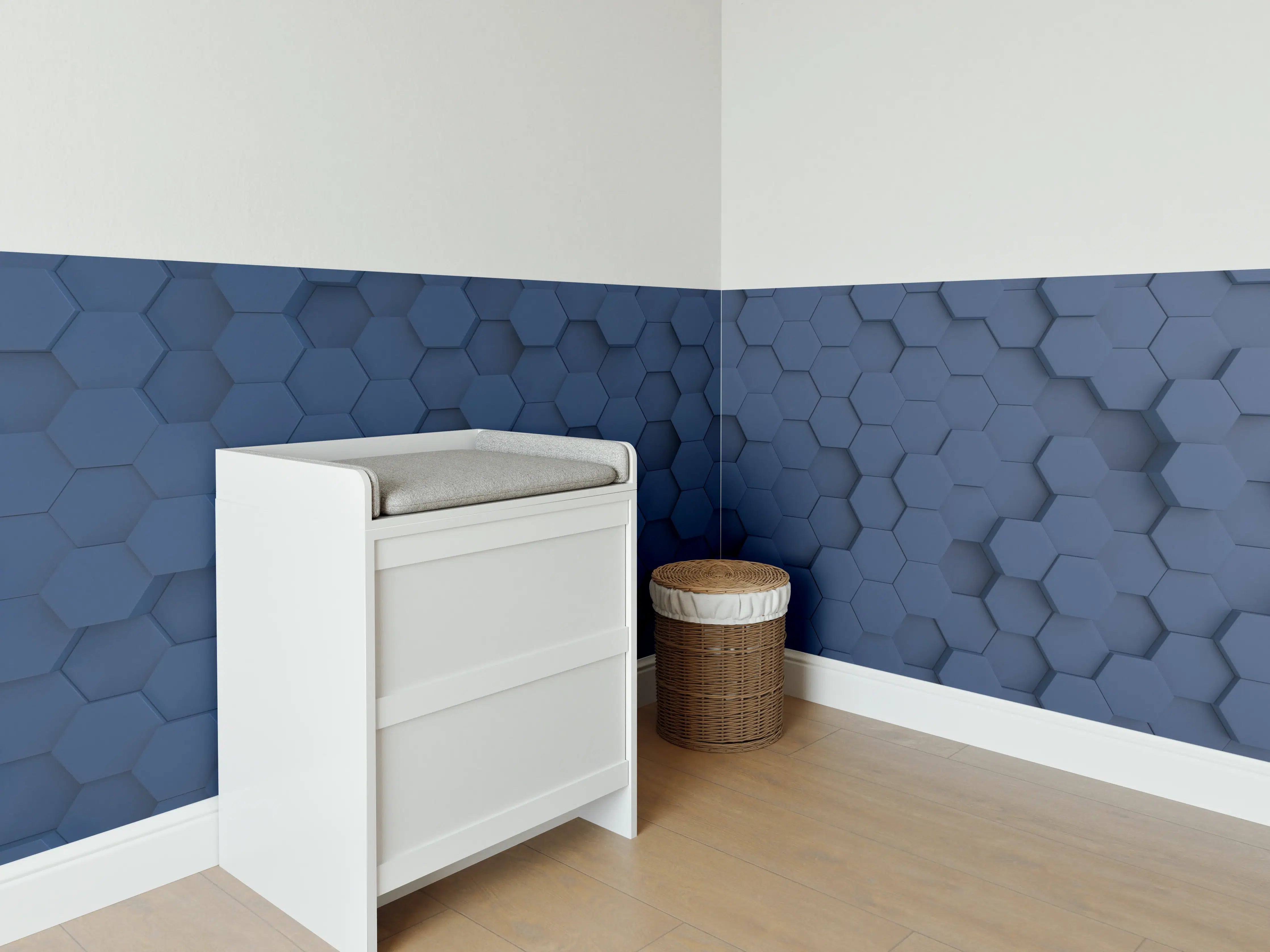 Babyzimmer Wandgestaltung - Dunkelblaue Hexagon Hintergrundstruktur