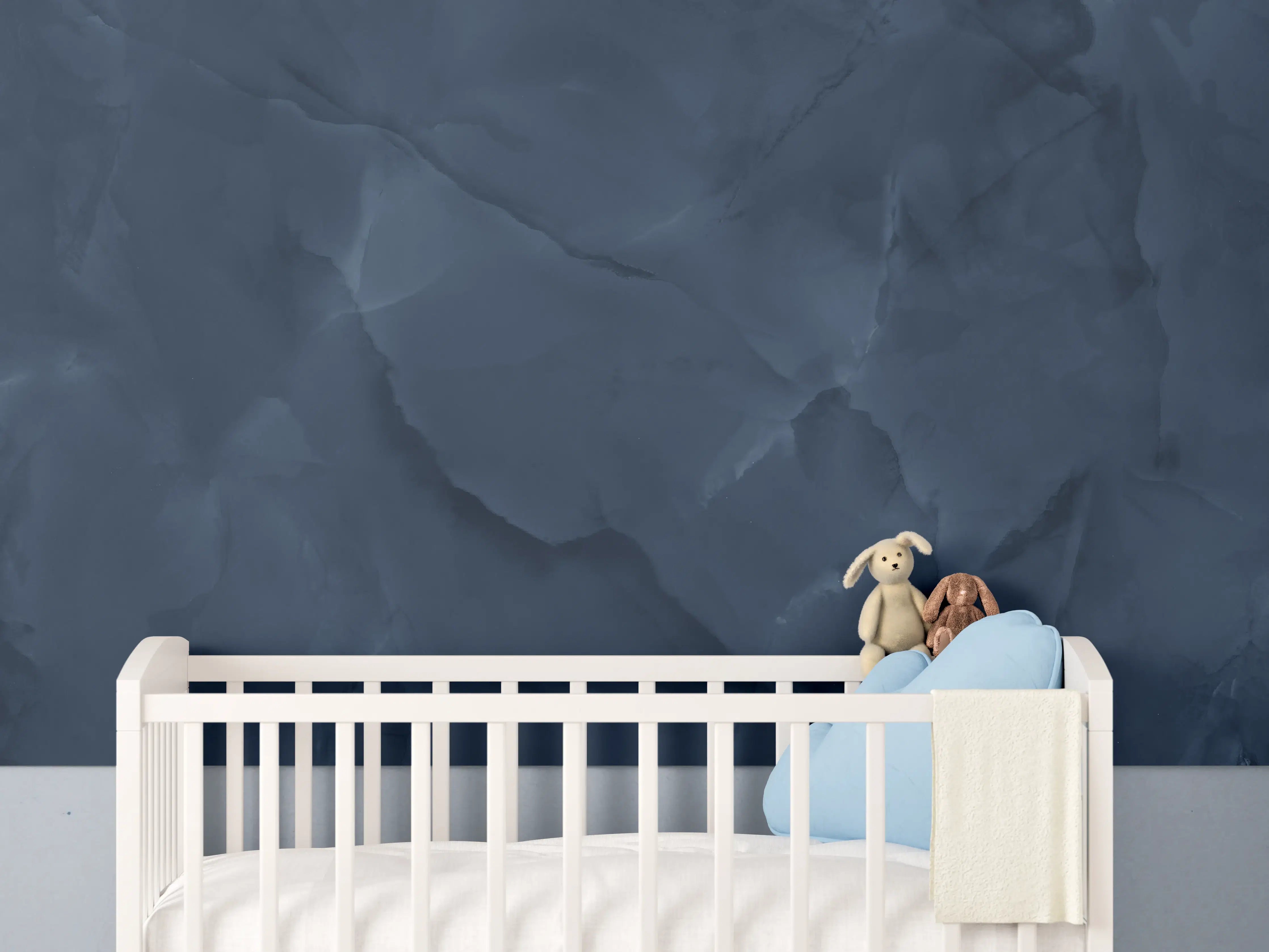 Babyzimmer Wandgestaltung - Dunkelblauer Onyx-Marmor