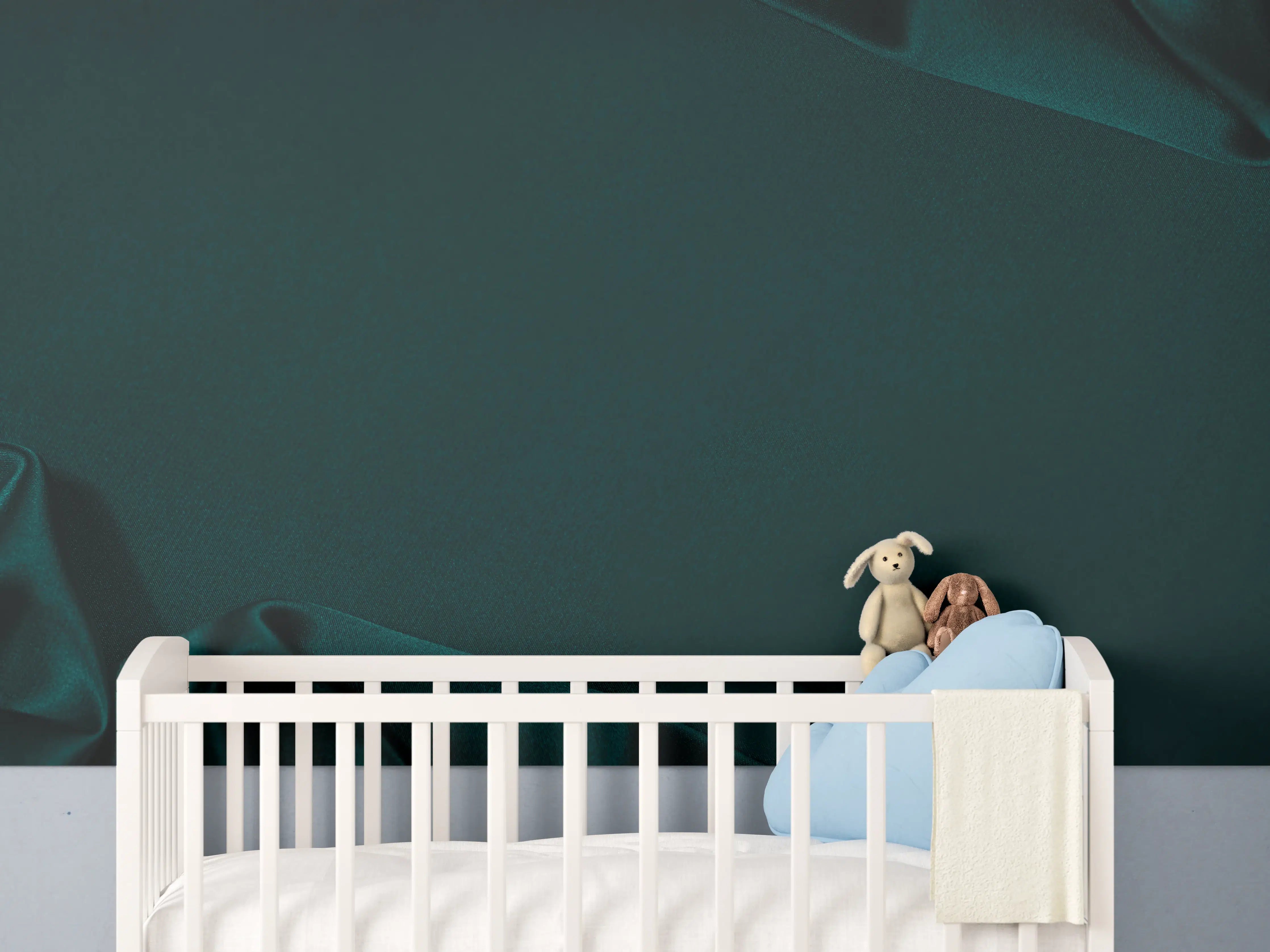 Babyzimmer Wandgestaltung - Dunkelblauer Seidensatin Luxus