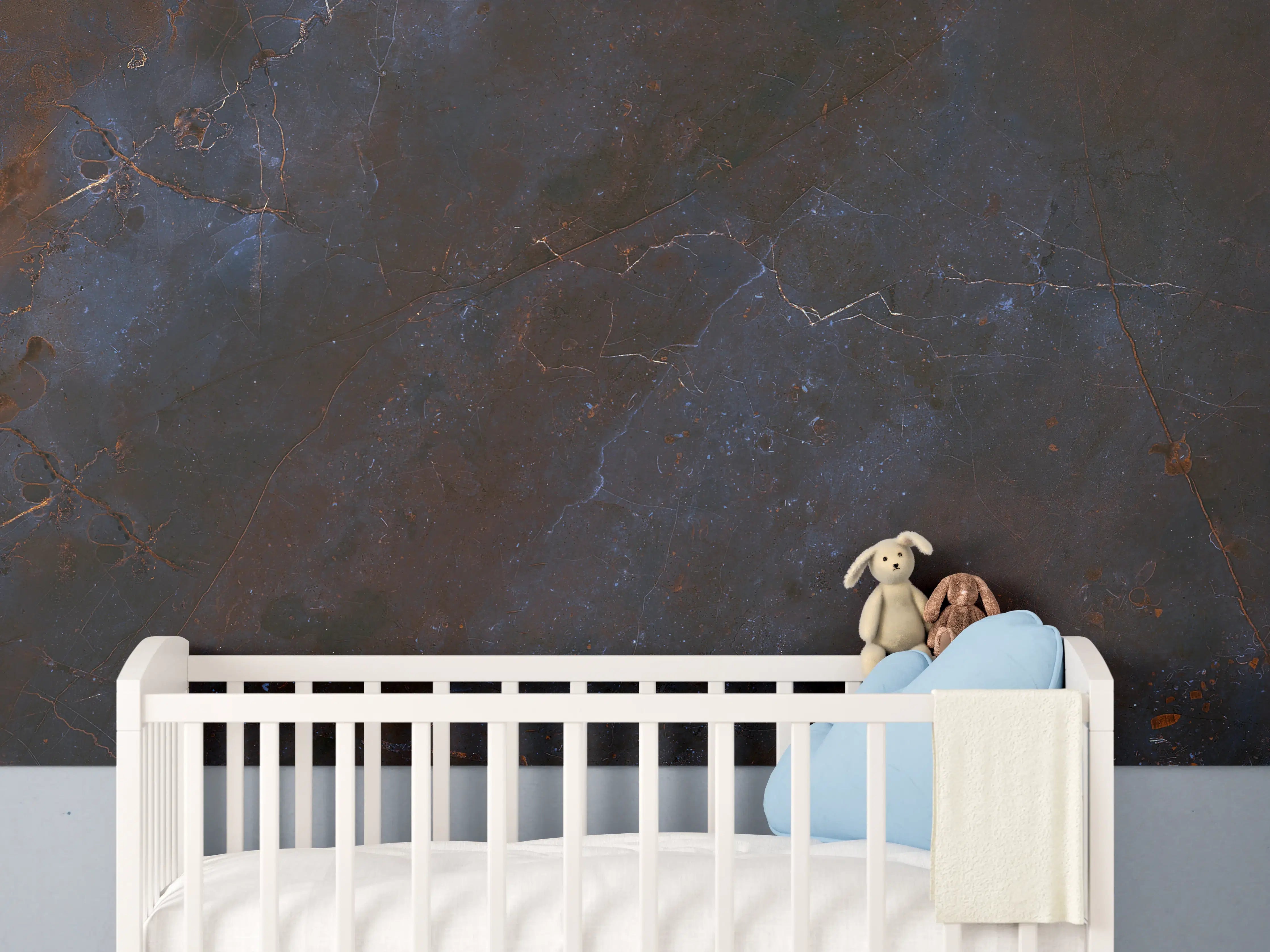 Babyzimmer Wandgestaltung - Dunkelblauer schwarzer Schiefermarmor