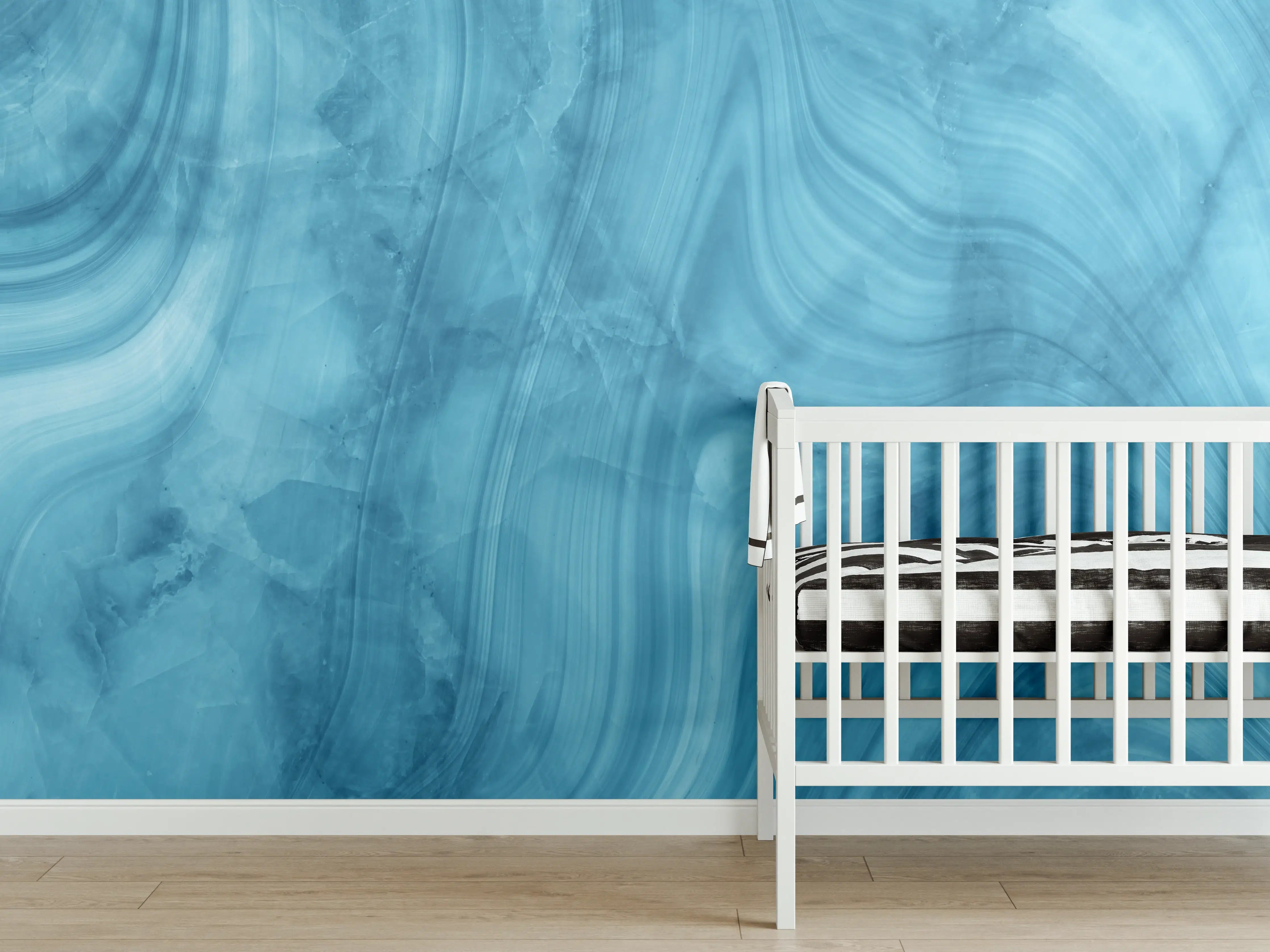 Babyzimmer Wandgestaltung - Dunkelblaues Marmor Muster
