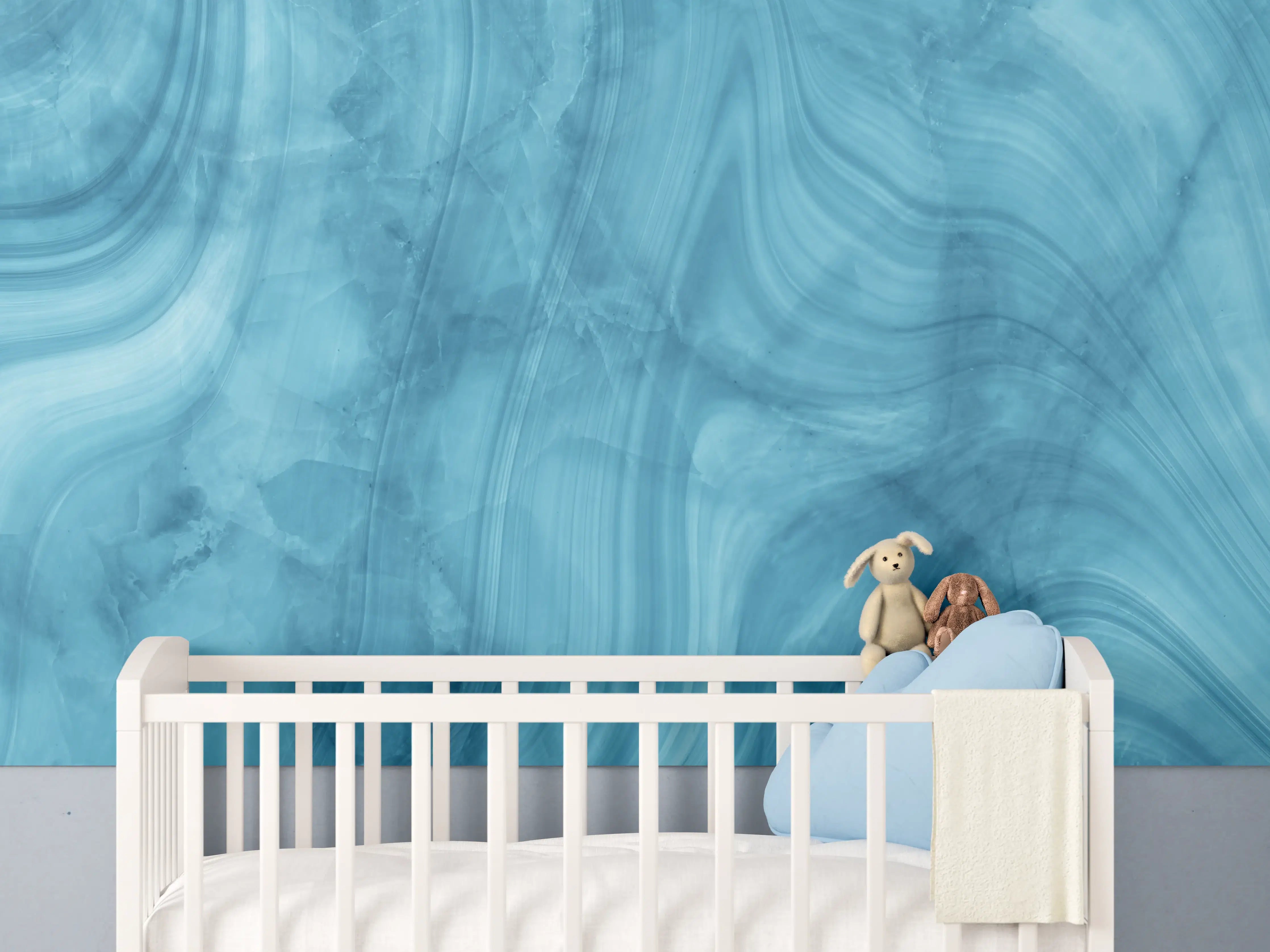Babyzimmer Wandgestaltung - Dunkelblaues Marmor Muster