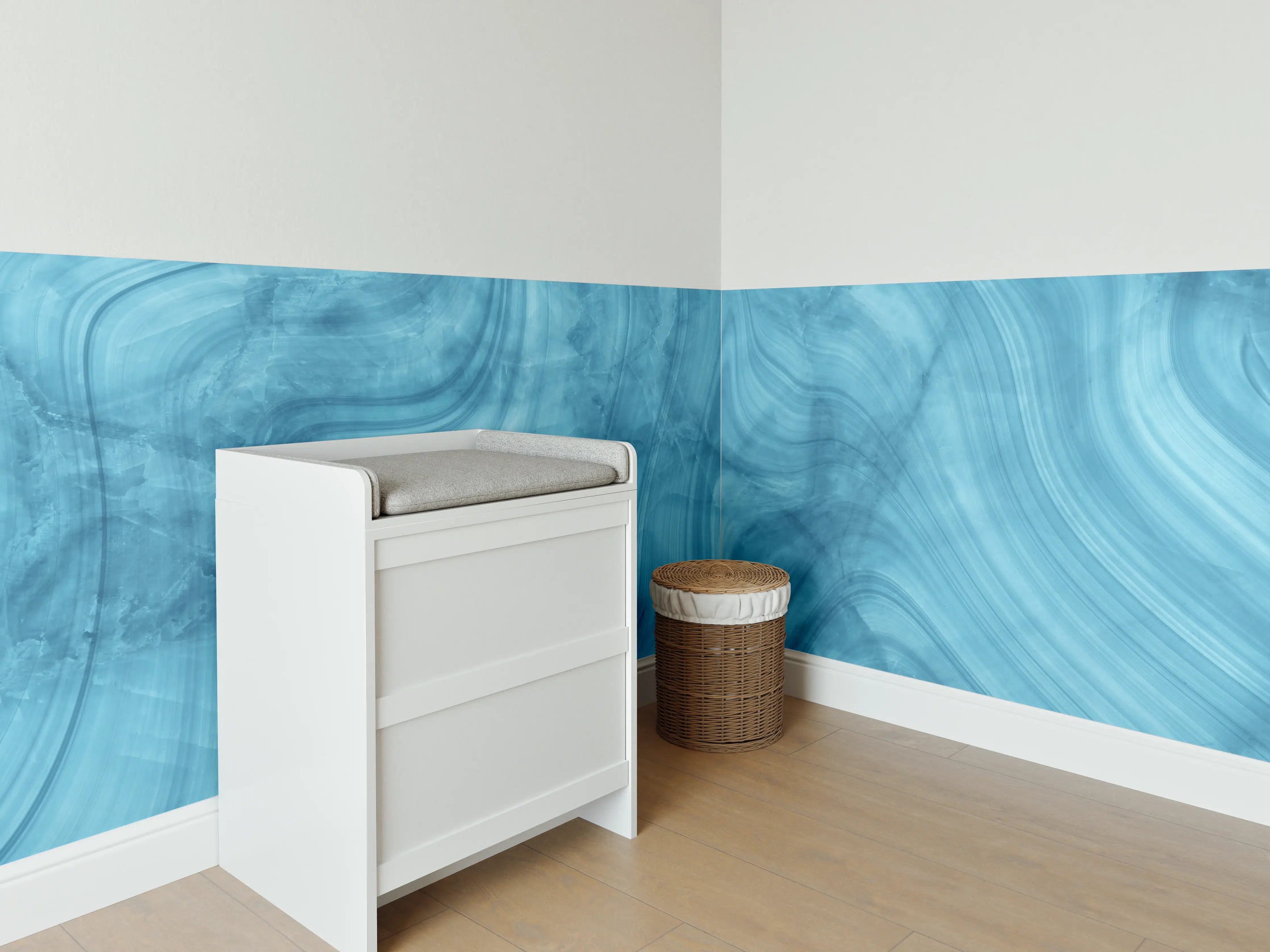 Babyzimmer Wandgestaltung - Dunkelblaues Marmor Muster