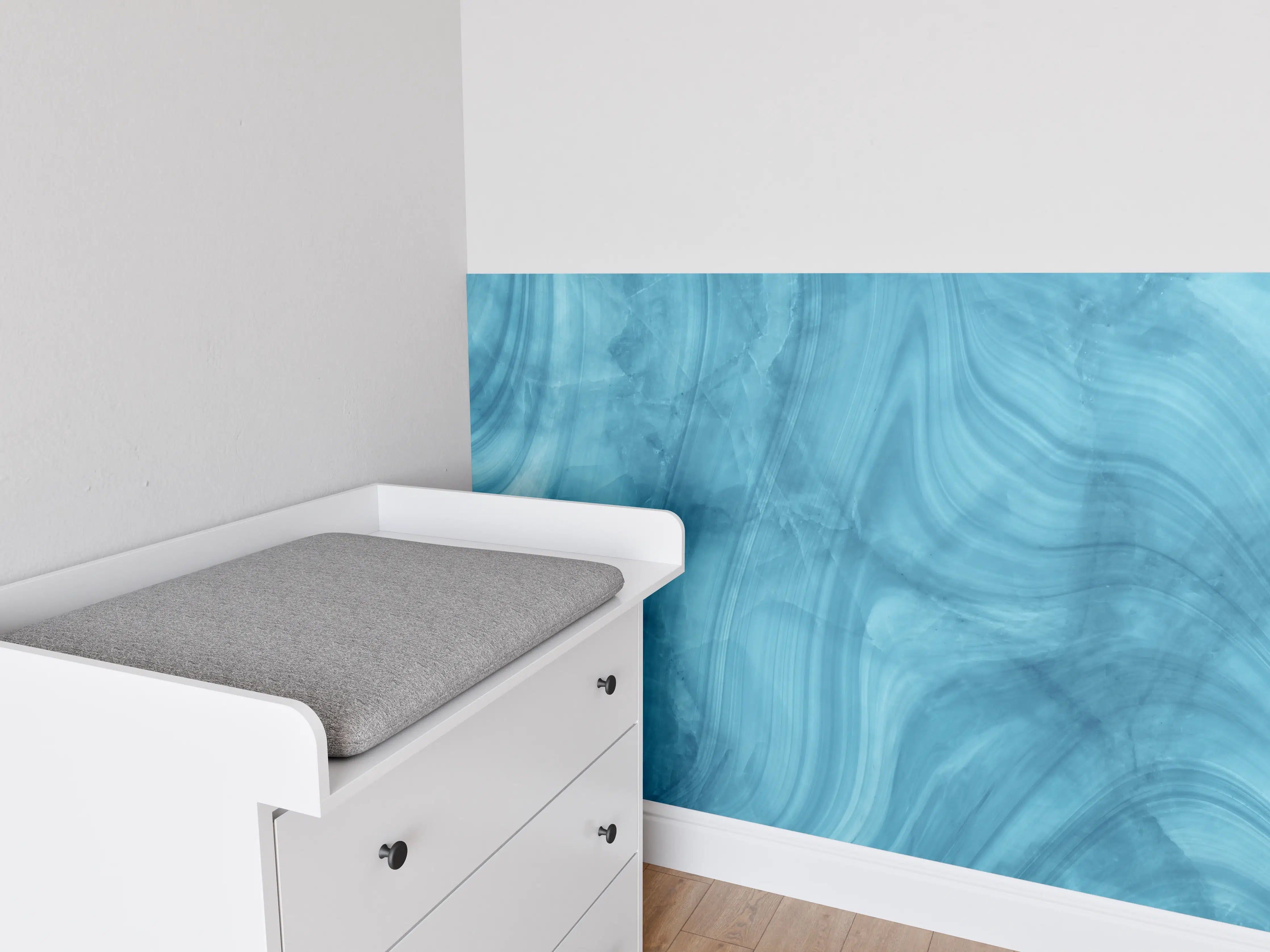 Babyzimmer Wandgestaltung - Dunkelblaues Marmor Muster