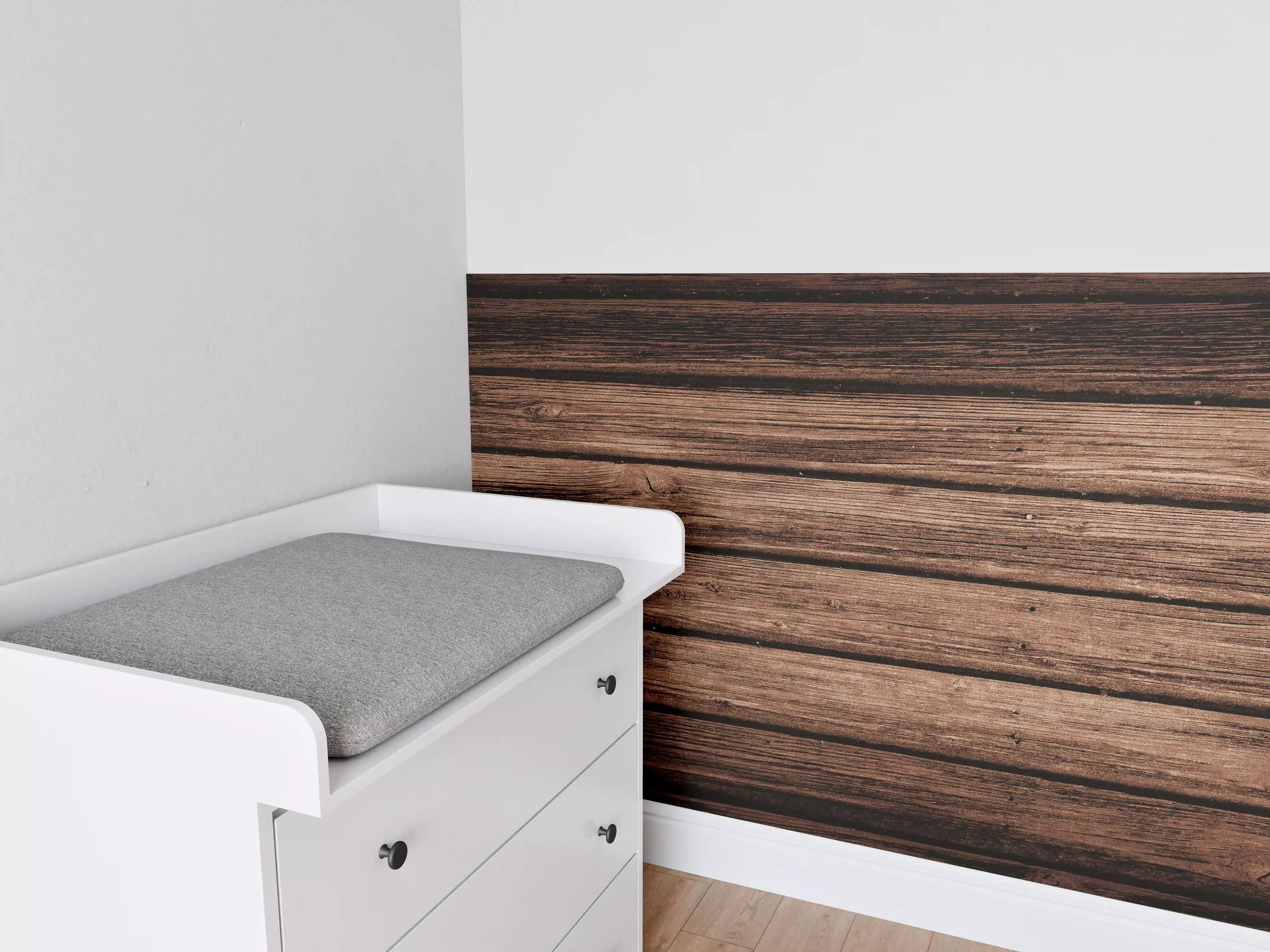 Babyzimmer Wandgestaltung - Dunkelbraun-rustikale Holzplanken