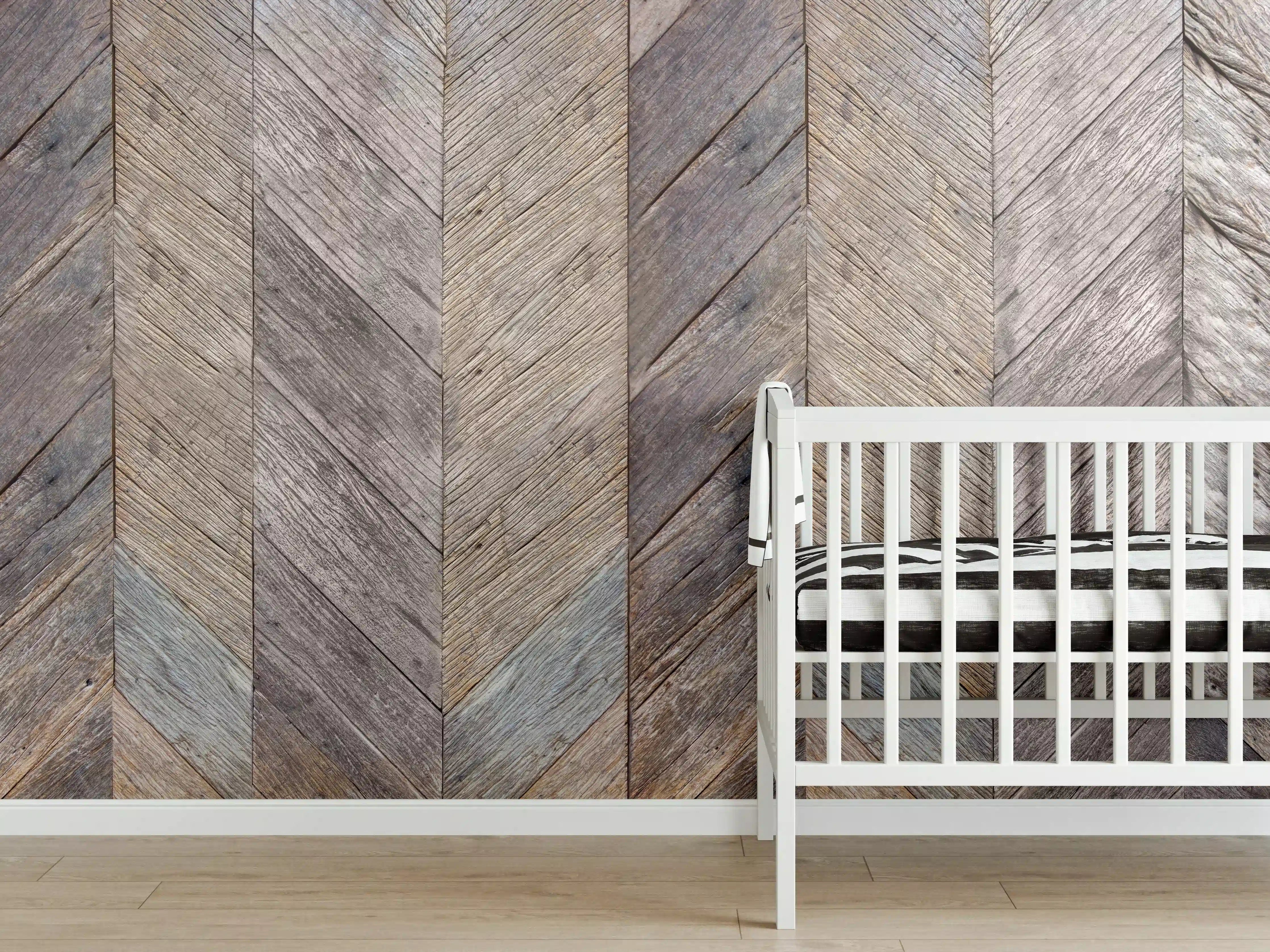Babyzimmer Wandgestaltung - Dunkelbraun rustikalen harten Holzoberfläche