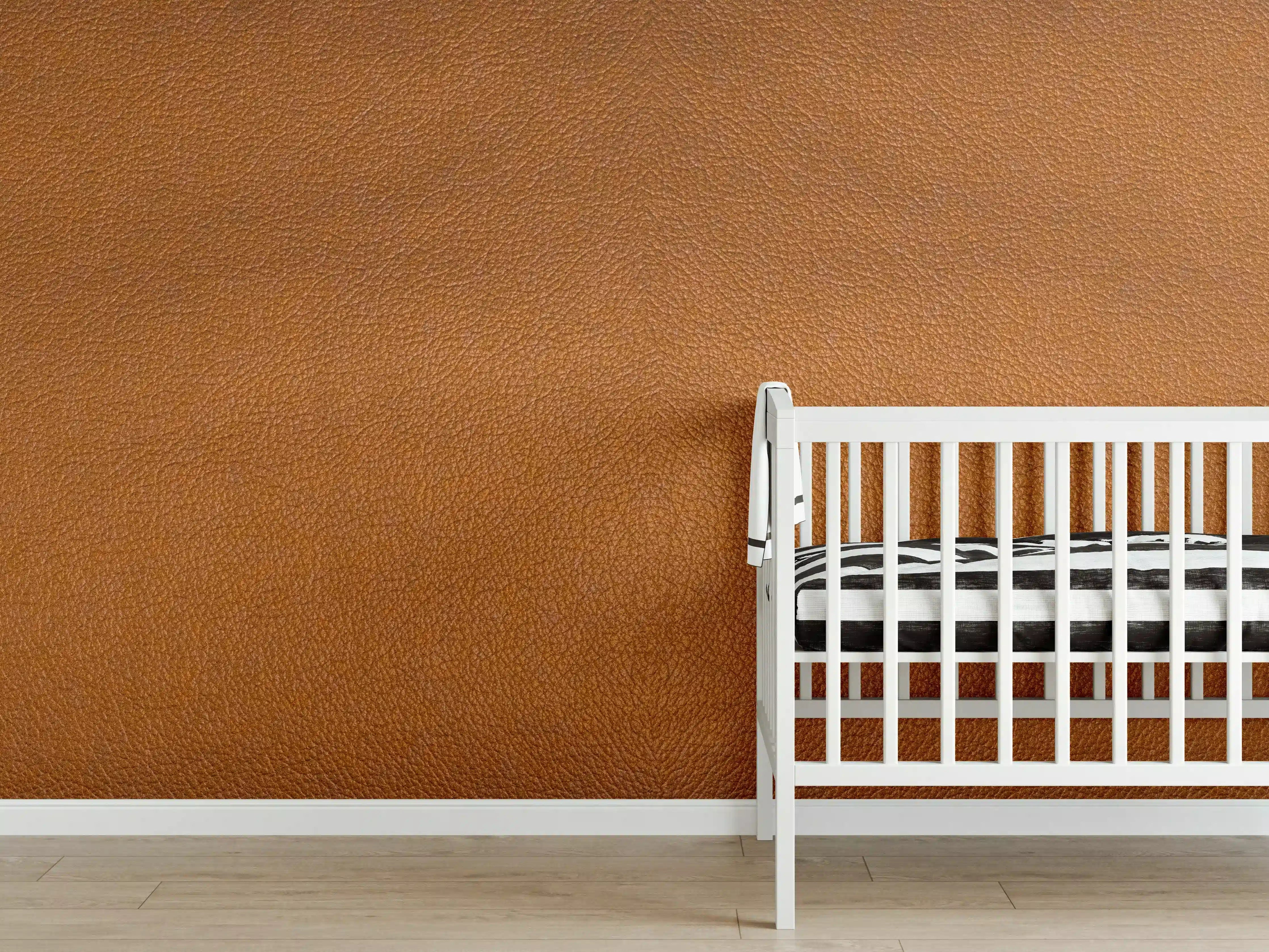 Babyzimmer Wandgestaltung - Dunkelbraune Leder Textur