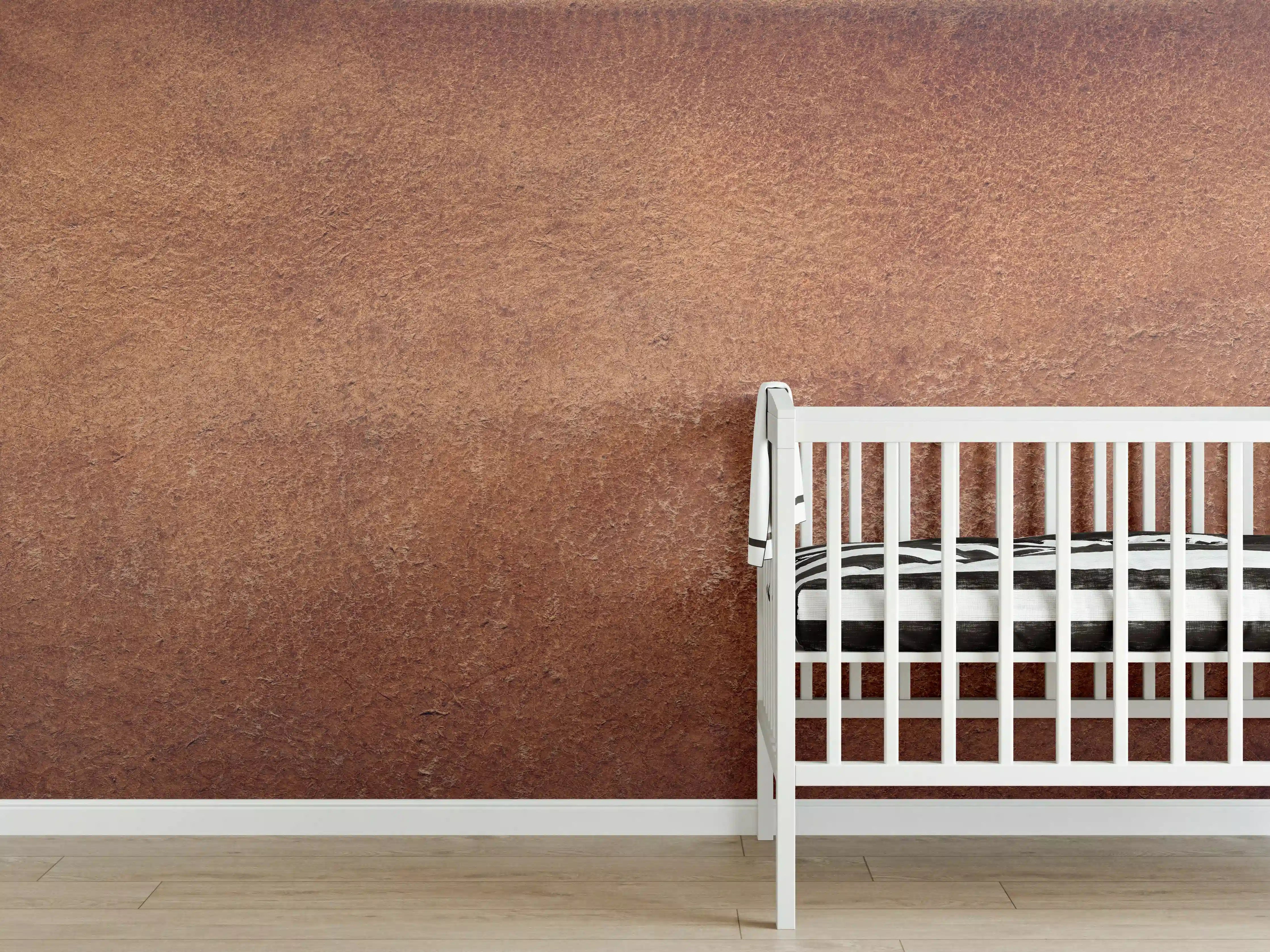 Babyzimmer Wandgestaltung - Dunkelbraune Ledertextur