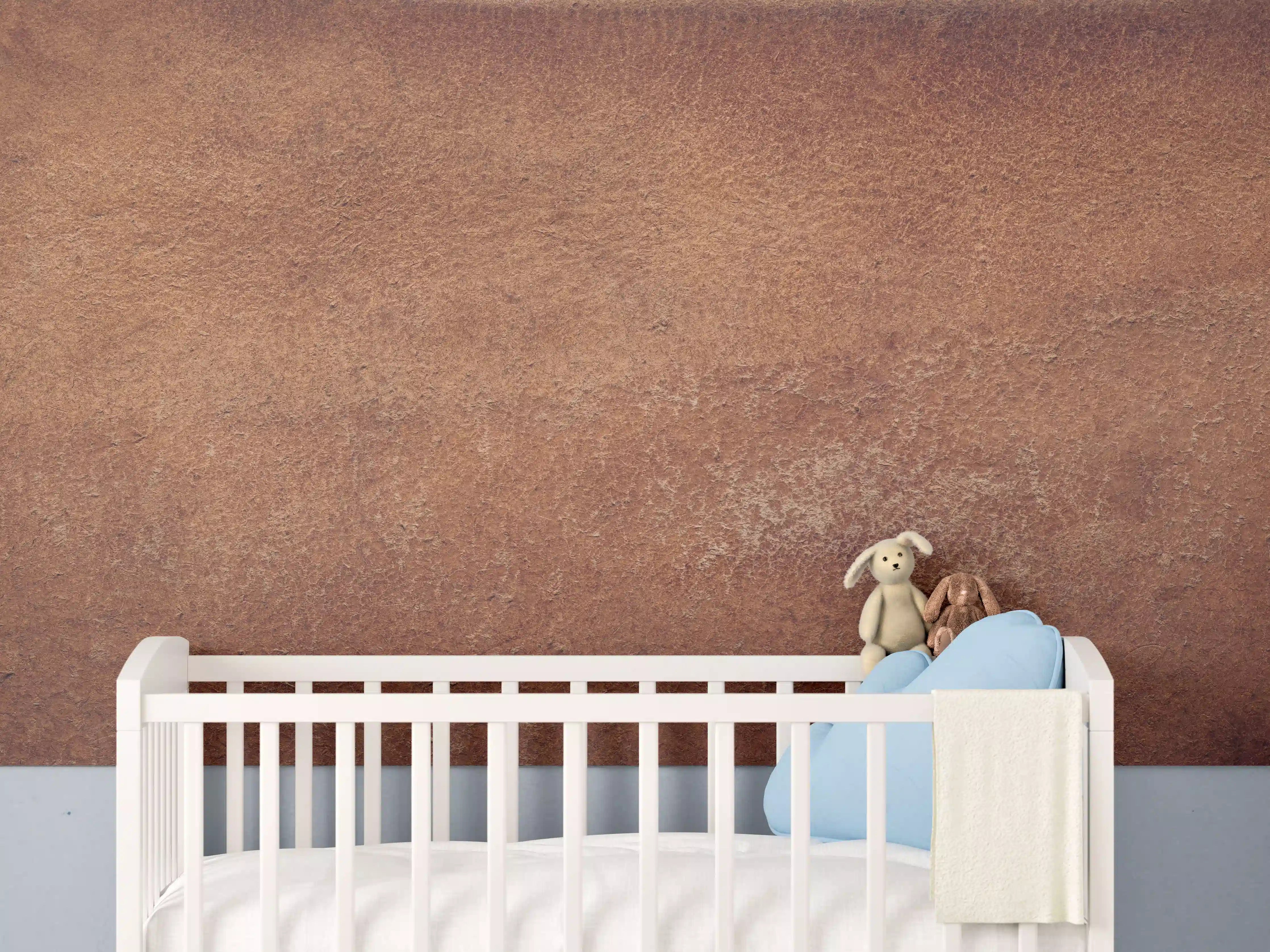Babyzimmer Wandgestaltung - Dunkelbraune Ledertextur