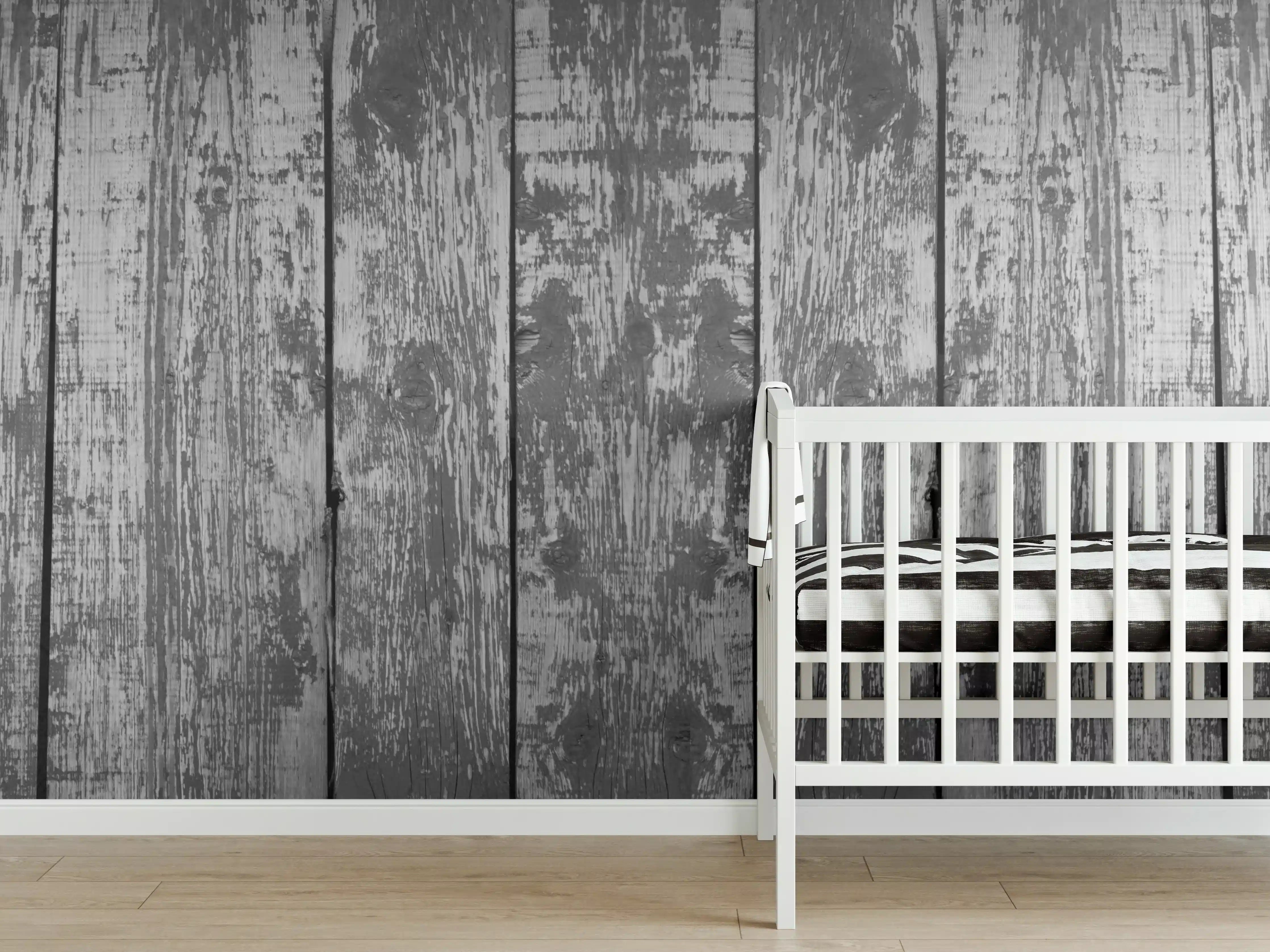 Babyzimmer Wandgestaltung - Dunkelgrauer Holzhintergrund