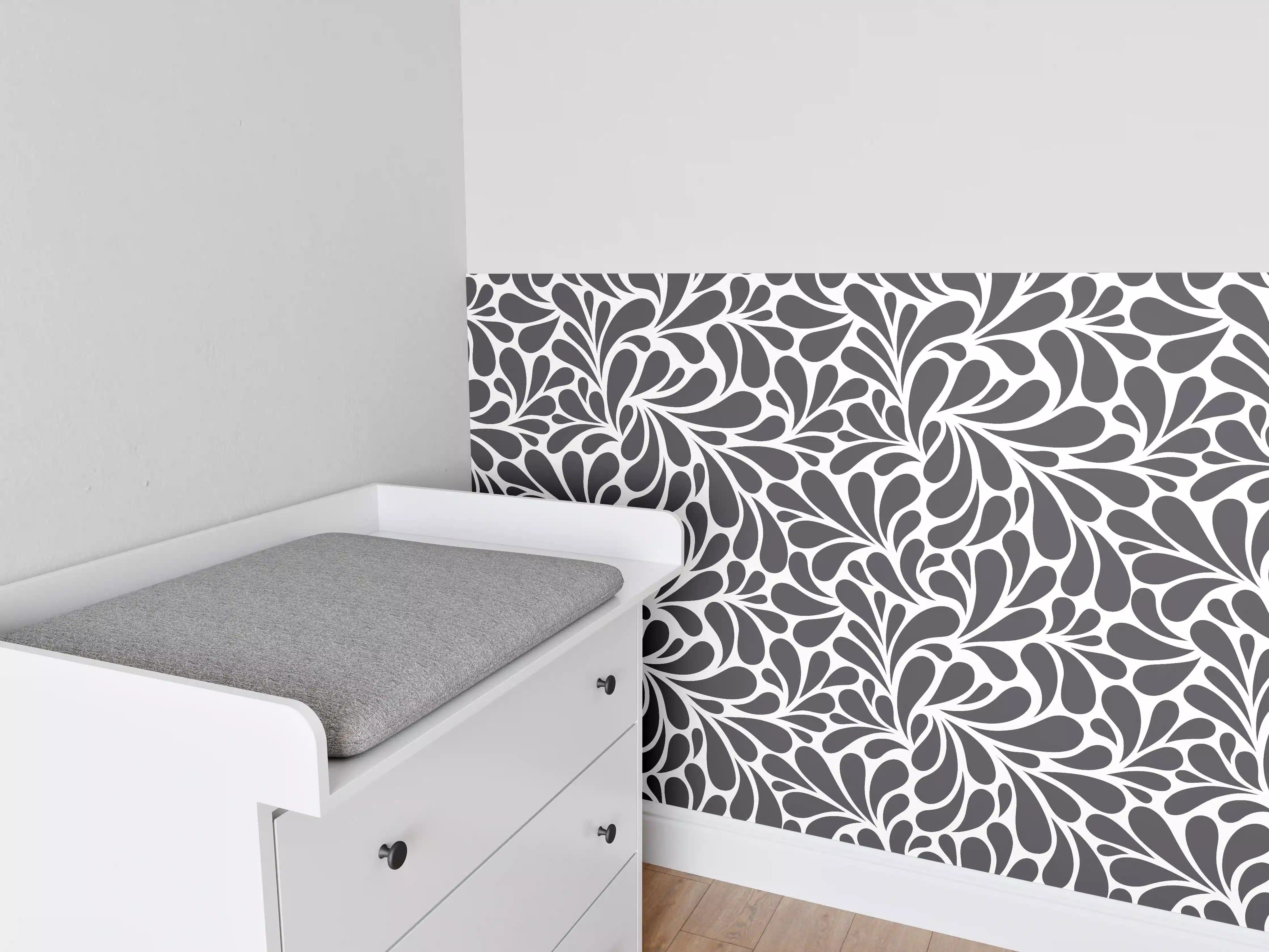 Babyzimmer Wandgestaltung - Dunkle Blumenmuster-Grafik