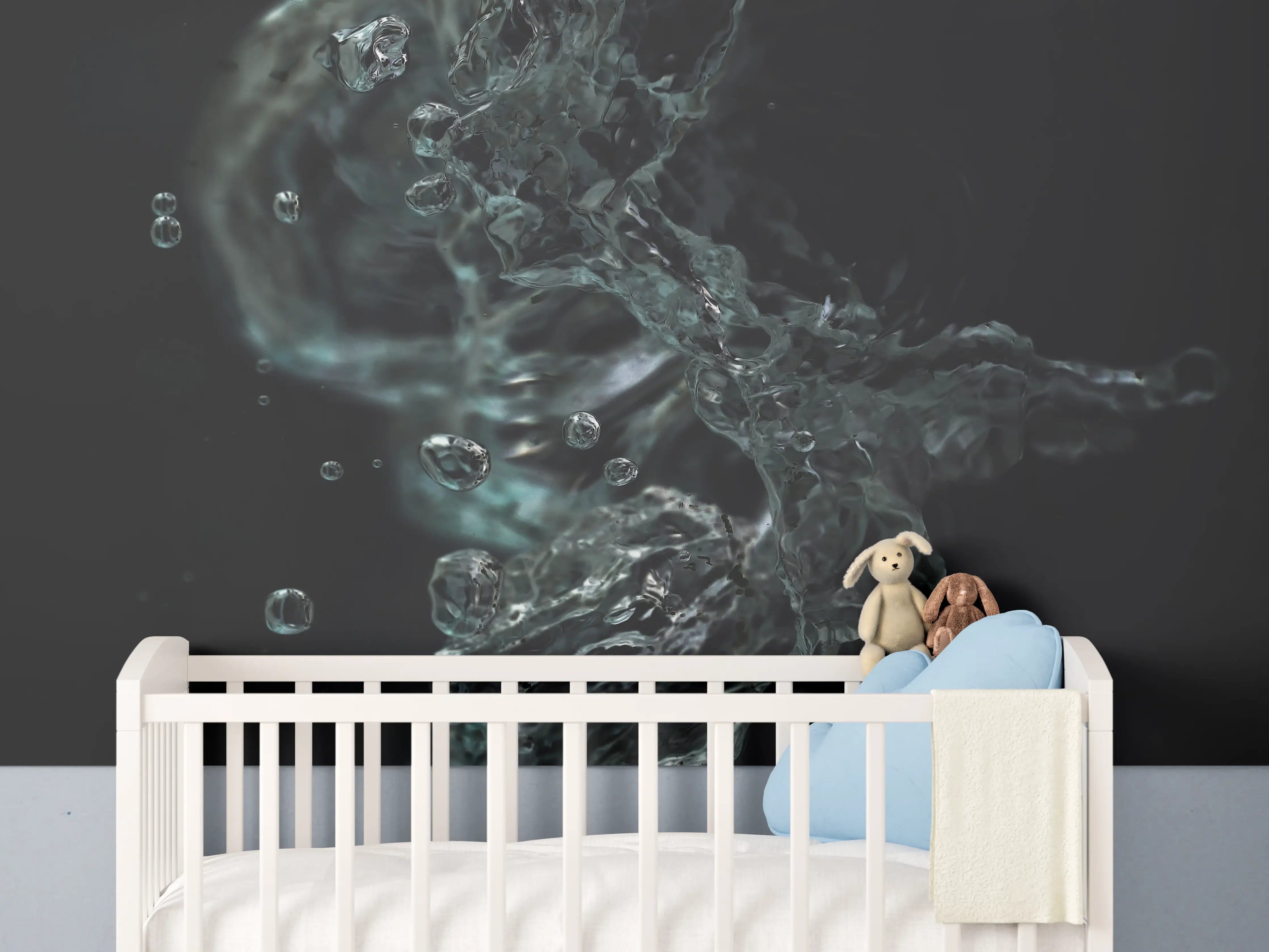 Babyzimmer Wandgestaltung - Dunkle Wasserkunst Makro