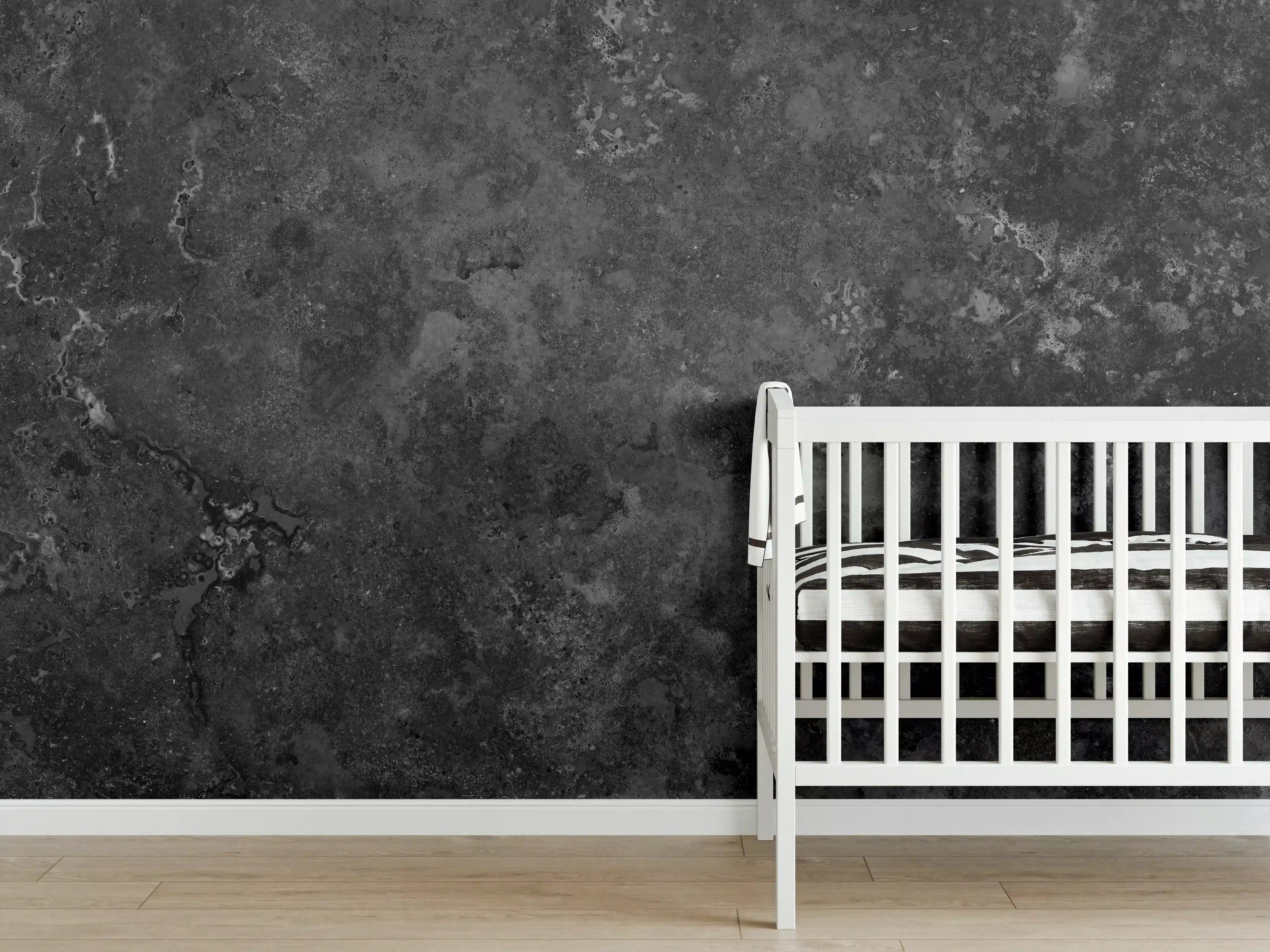 Babyzimmer Wandgestaltung - Dunkles Marmor Stein Design