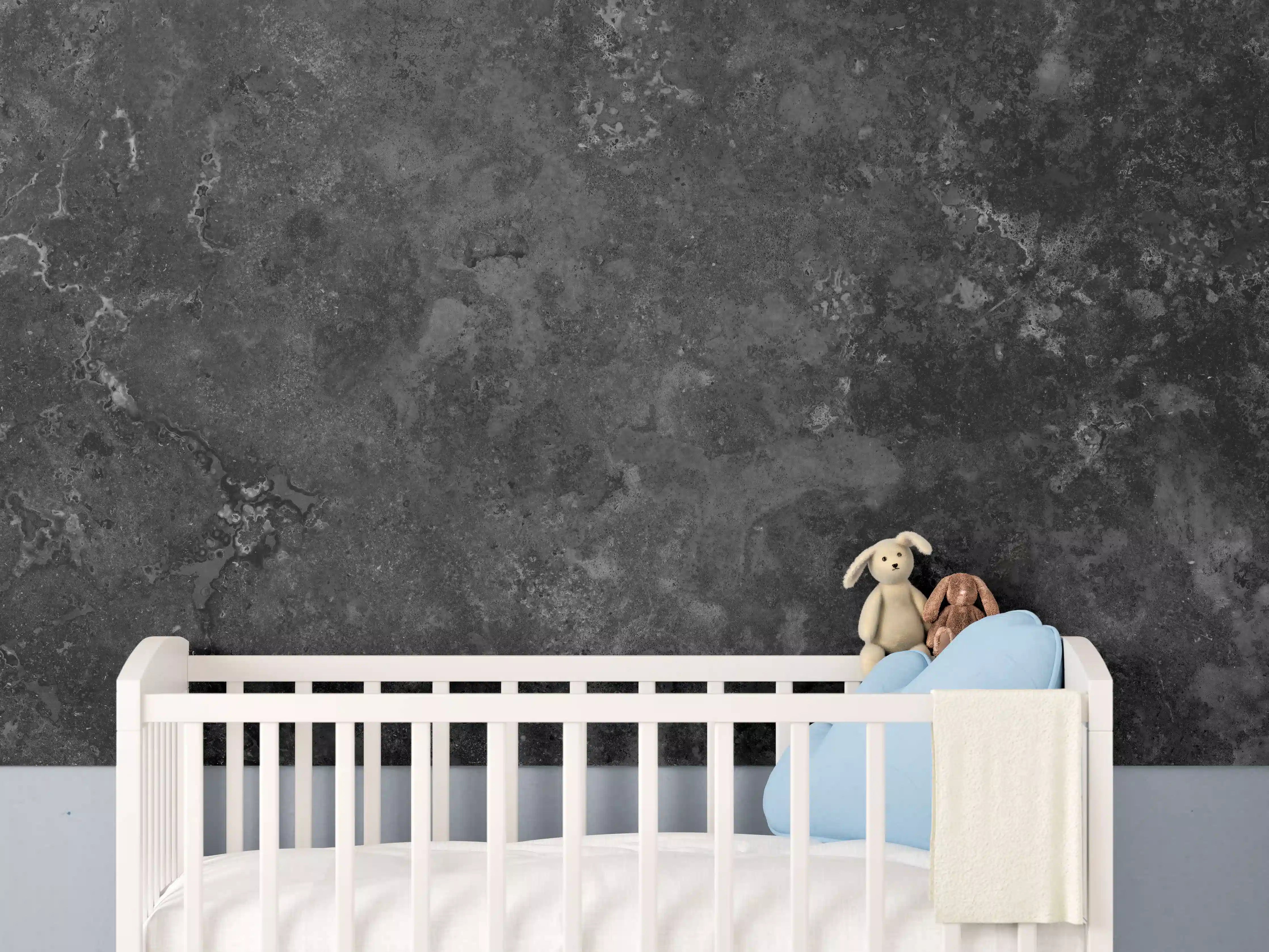 Babyzimmer Wandgestaltung - Dunkles Marmor Stein Design