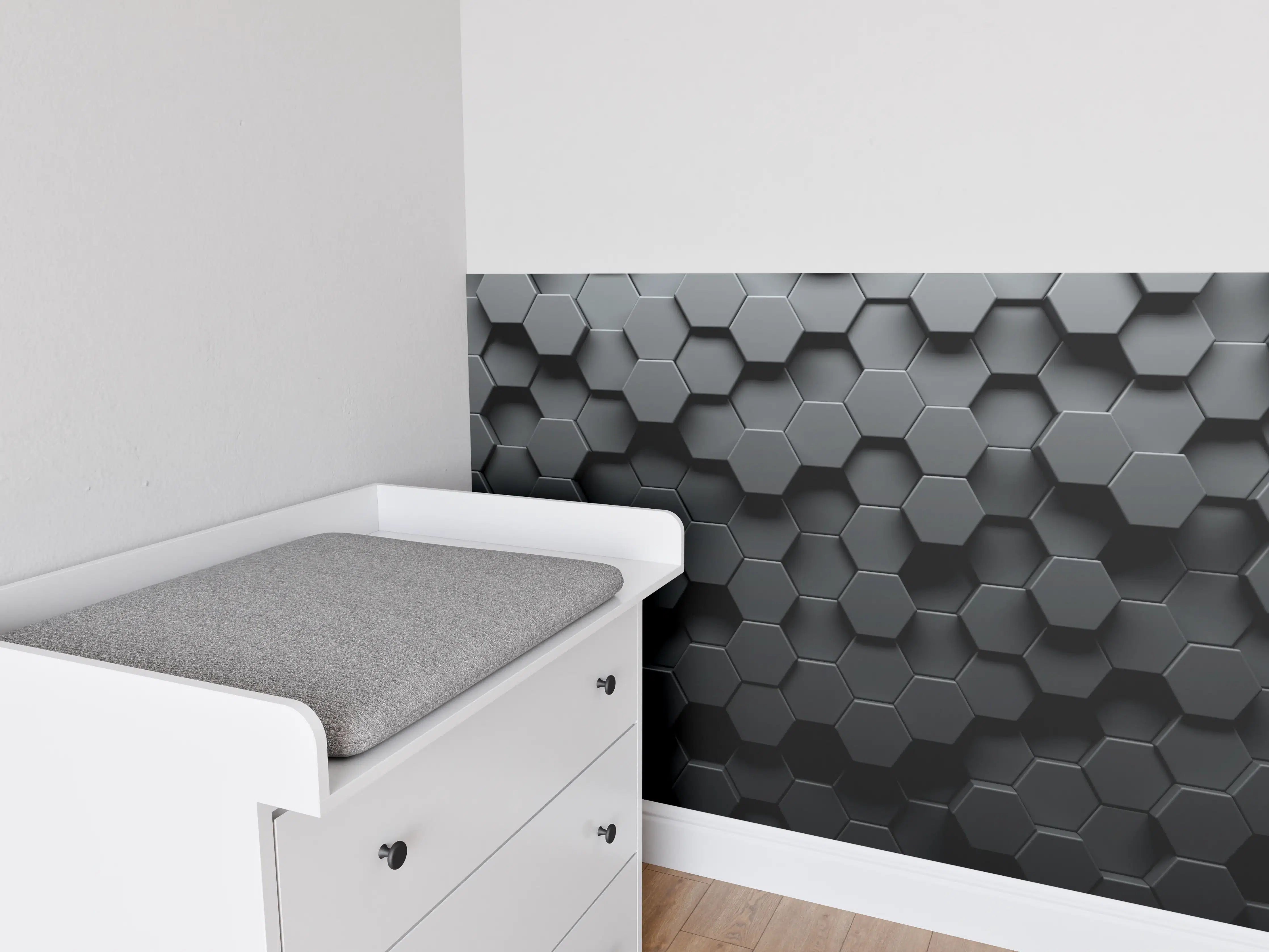 Babyzimmer Wandgestaltung - Dunkles Sechseck Muster