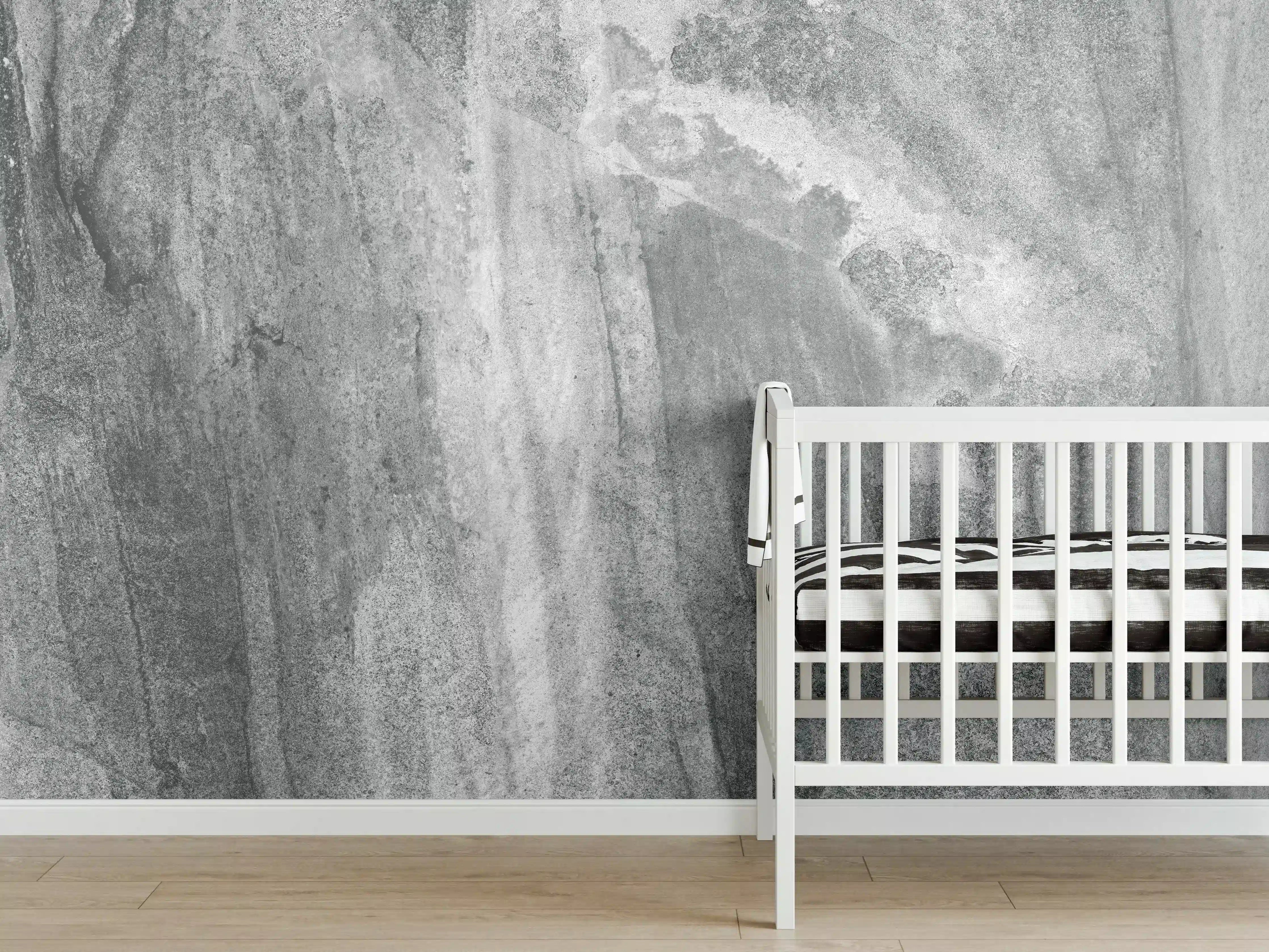 Babyzimmer Wandgestaltung - Edel Graue Marmor Textur