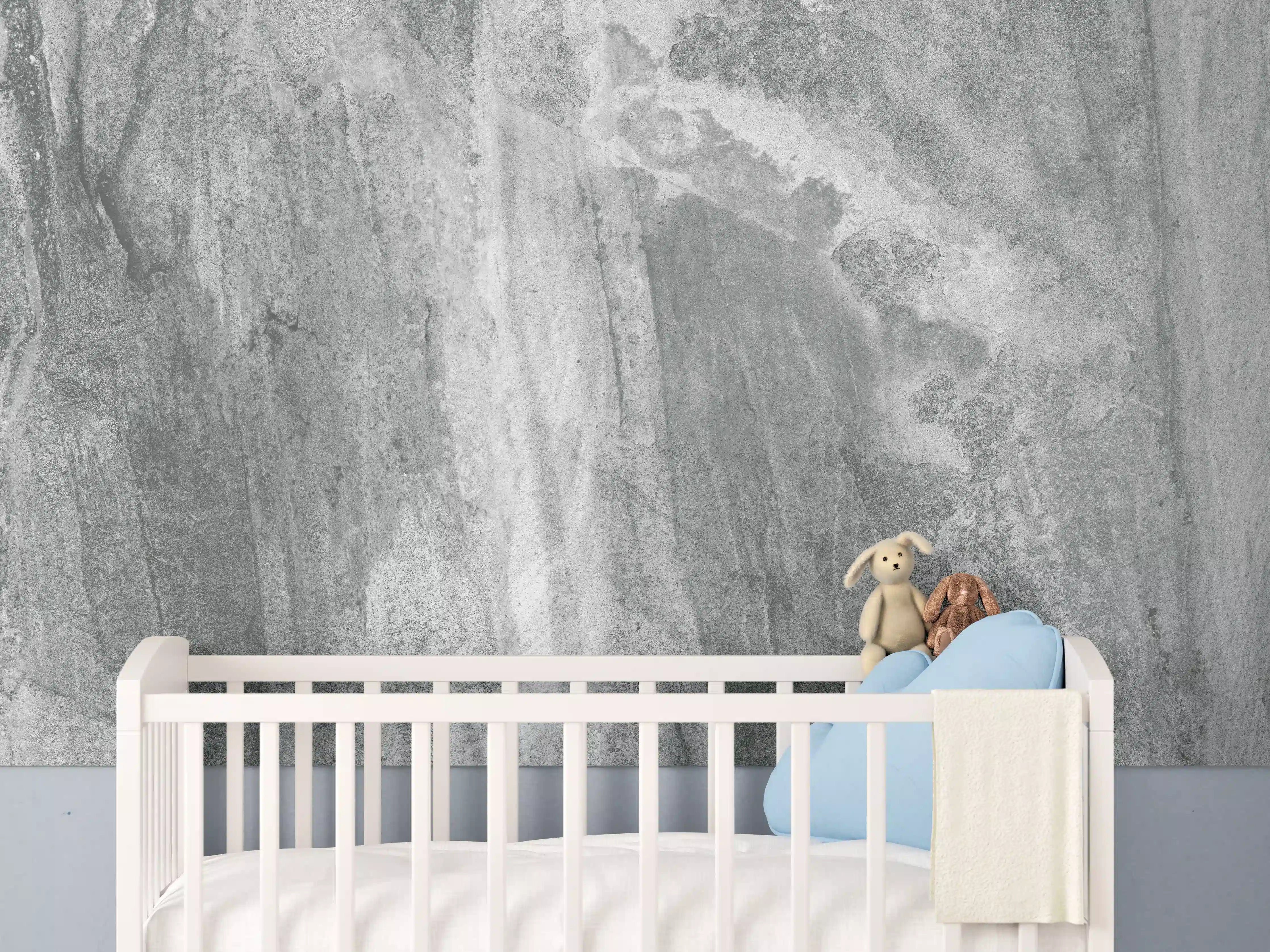 Babyzimmer Wandgestaltung - Edel Graue Marmor Textur