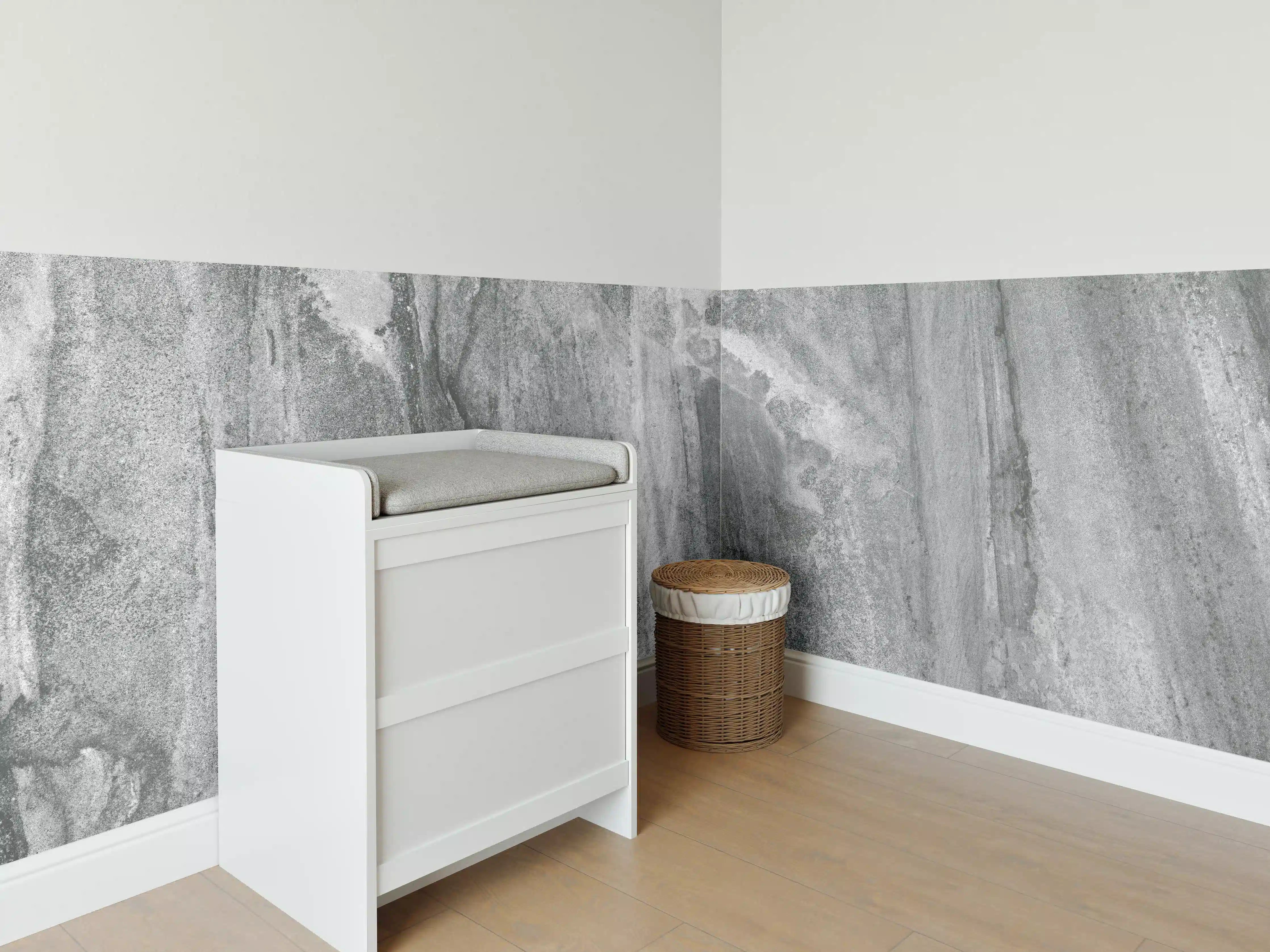 Babyzimmer Wandgestaltung - Edel Graue Marmor Textur