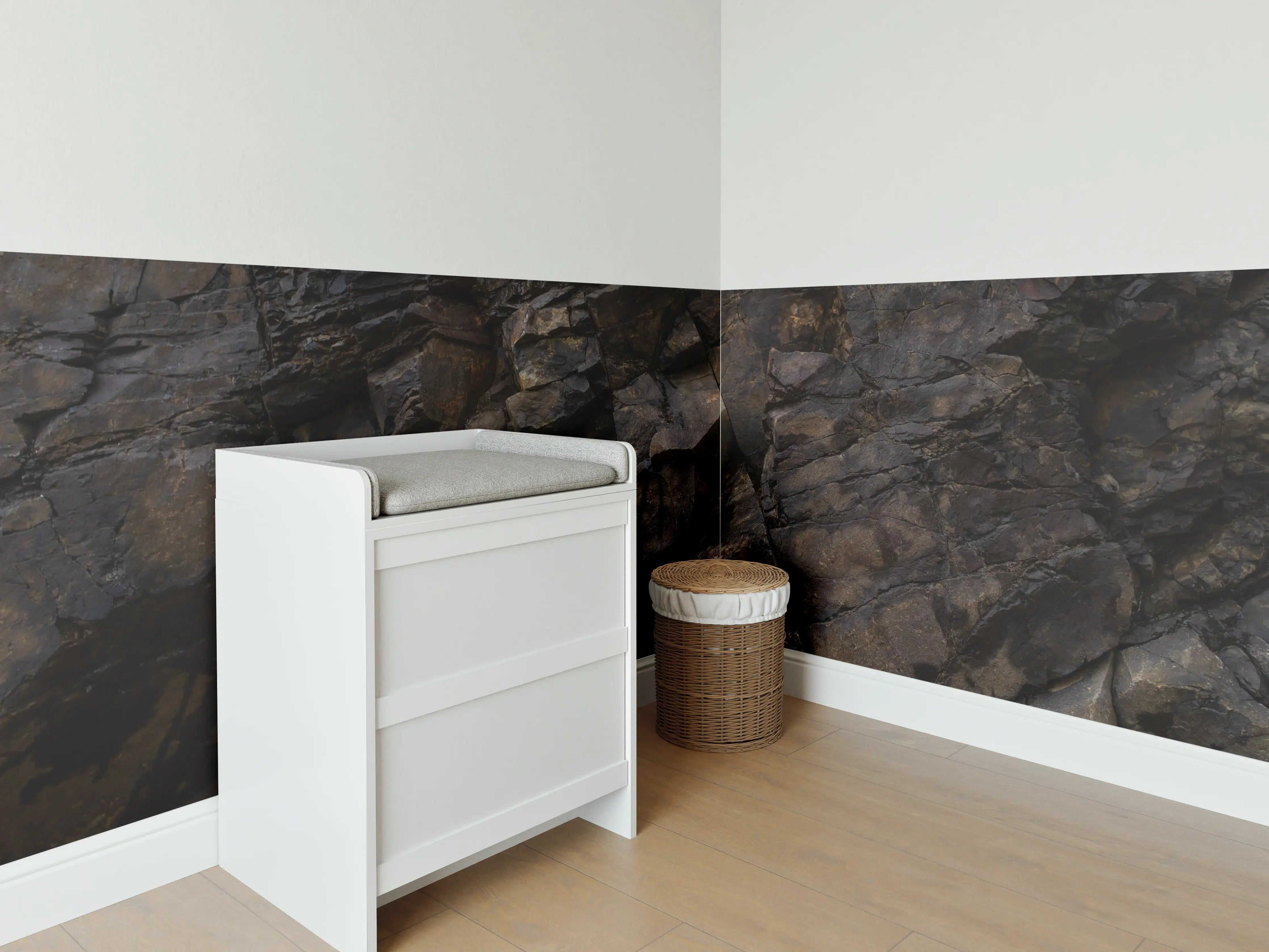 Babyzimmer Wandgestaltung - Edle Dunkle Steintextur