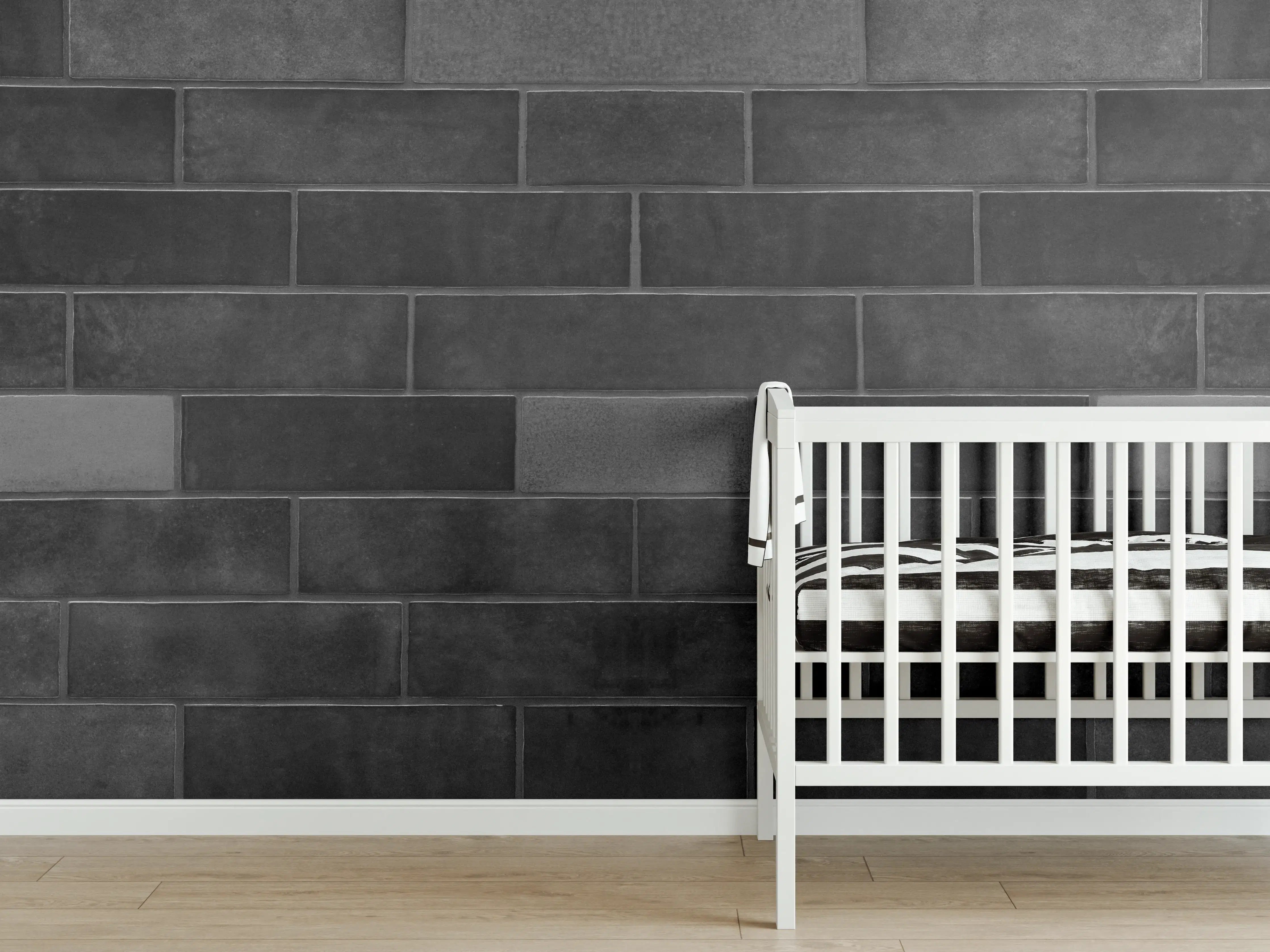 Babyzimmer Wandgestaltung - Edle Schwarze Ziegel