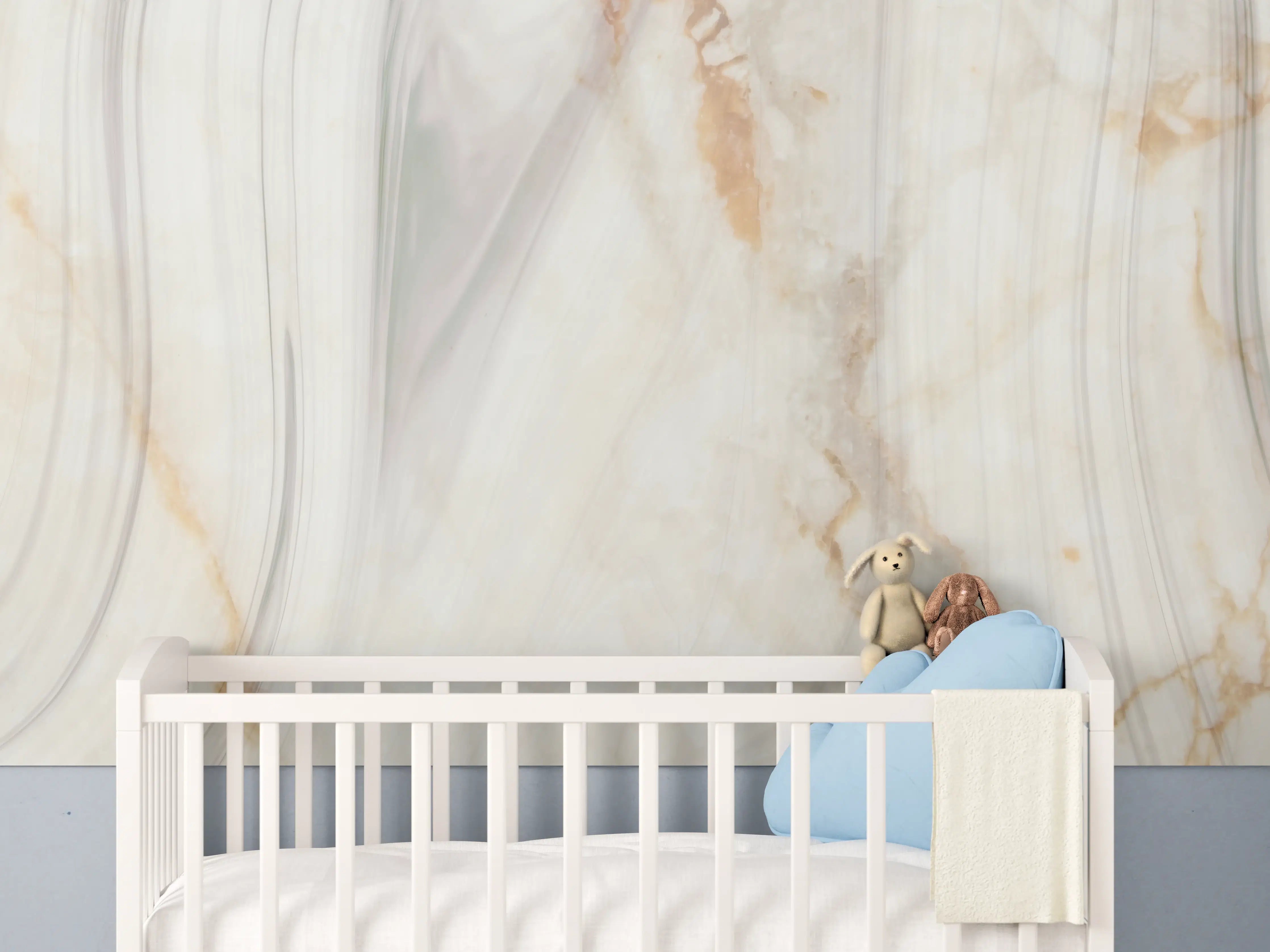 Babyzimmer Wandgestaltung - Edle bräunliche Marmorierung