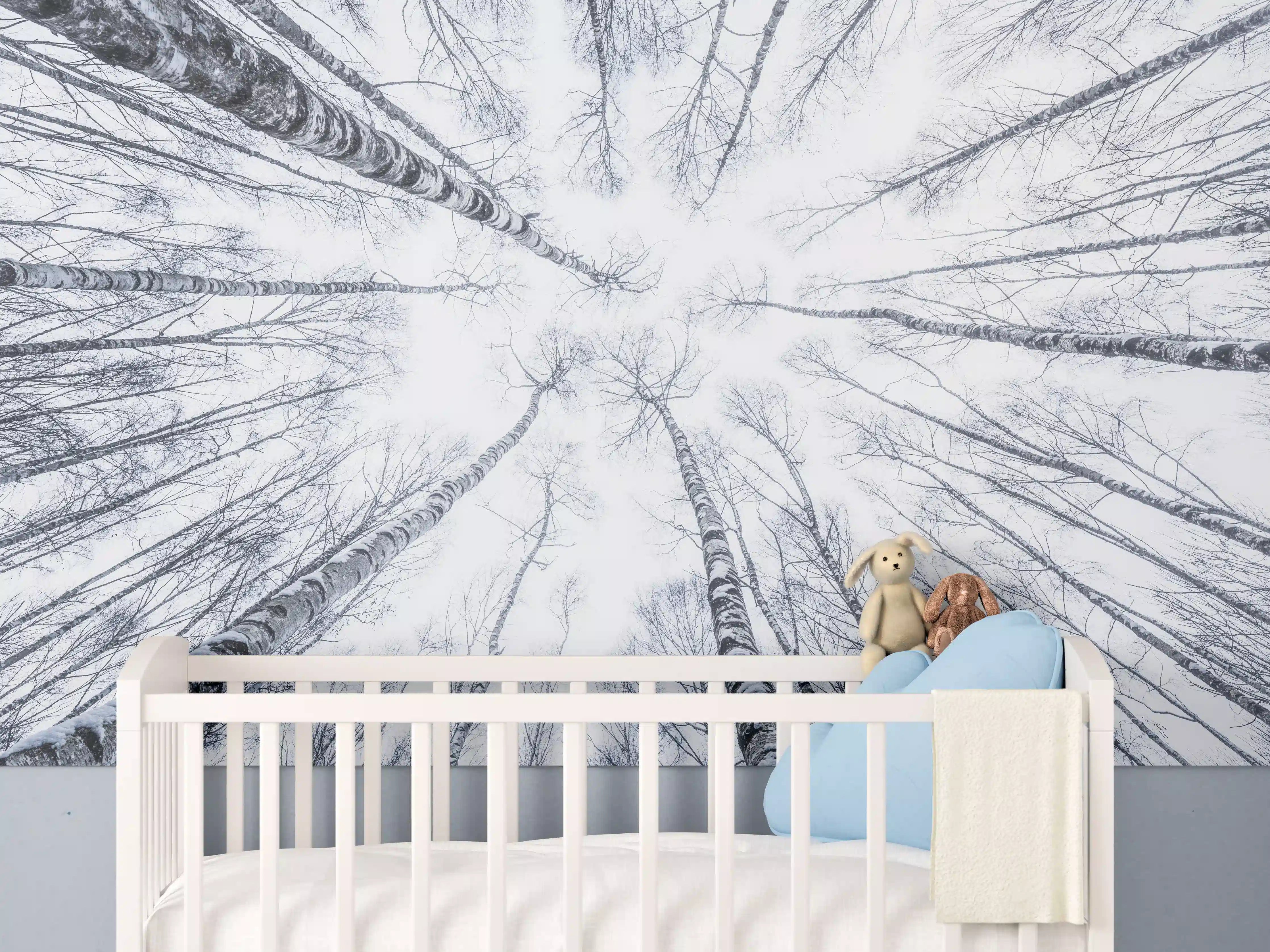 Babyzimmer Wandgestaltung - Eisiger Wald im Winter