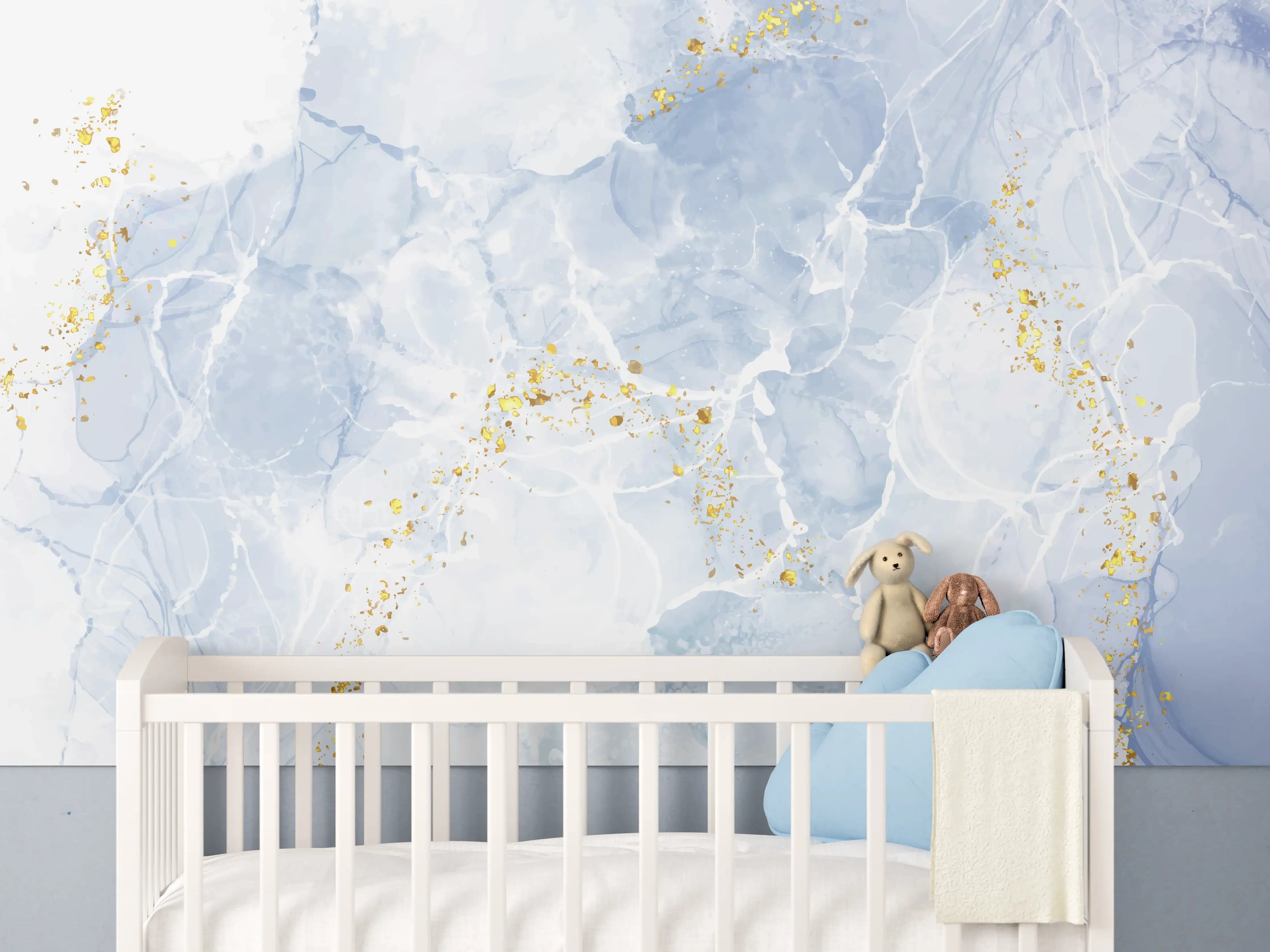 Babyzimmer Wandgestaltung - Eisiges Blau mit Goldakzenten