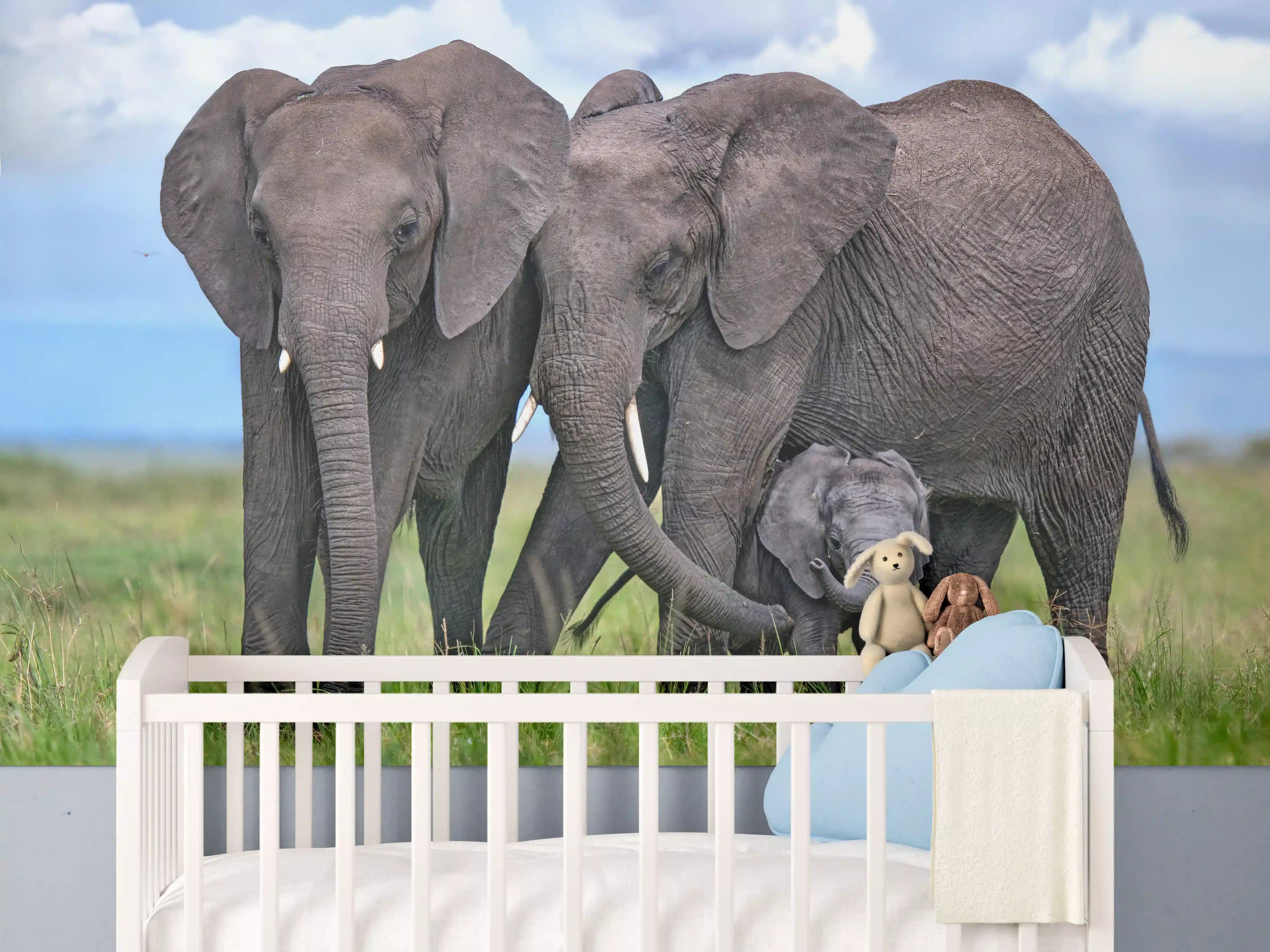 Babyzimmer Wandgestaltung - Elefanten Familie - Afrika