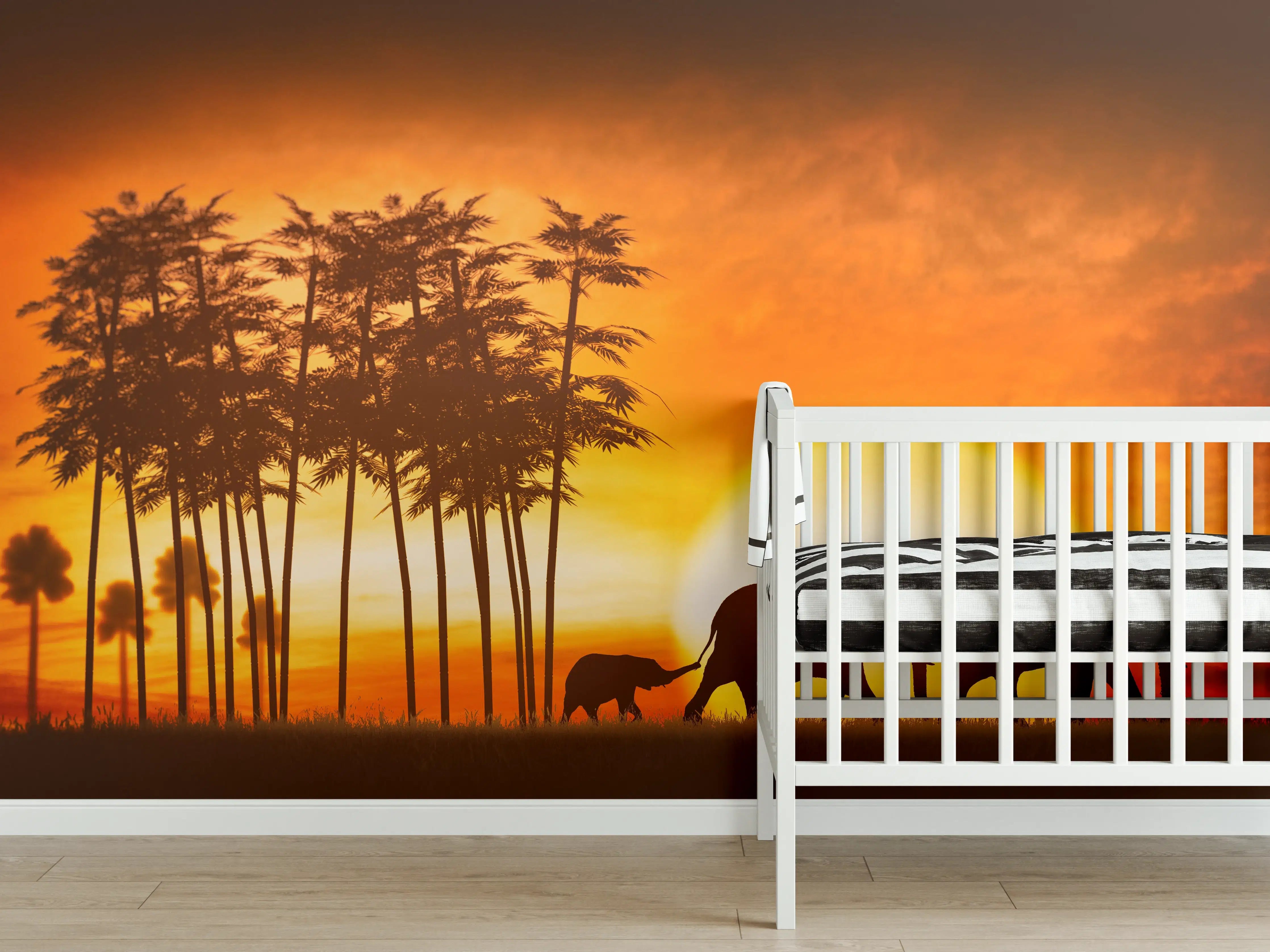 Babyzimmer Wandgestaltung - Elefantenfamilie