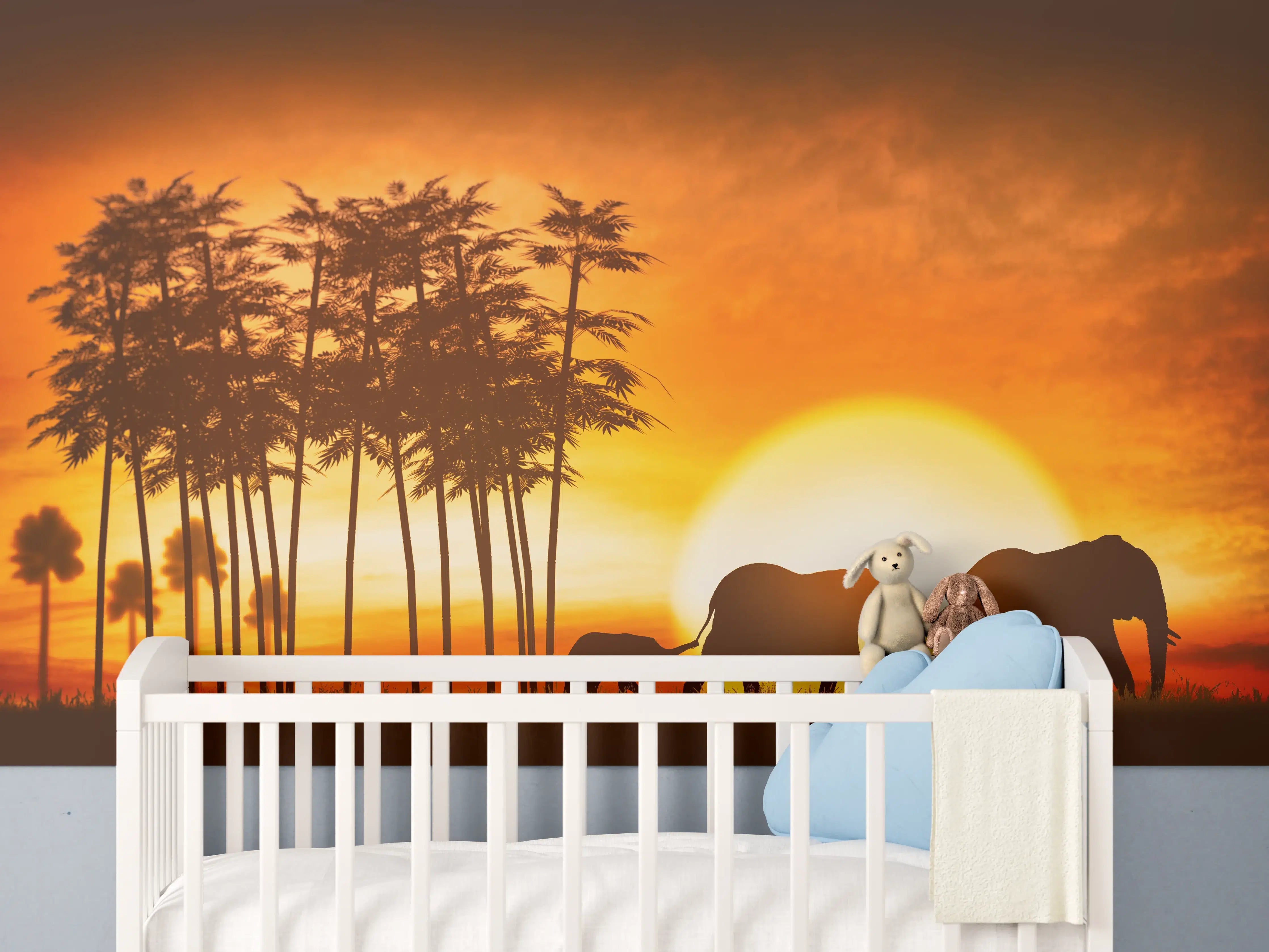 Babyzimmer Wandgestaltung - Elefantenfamilie