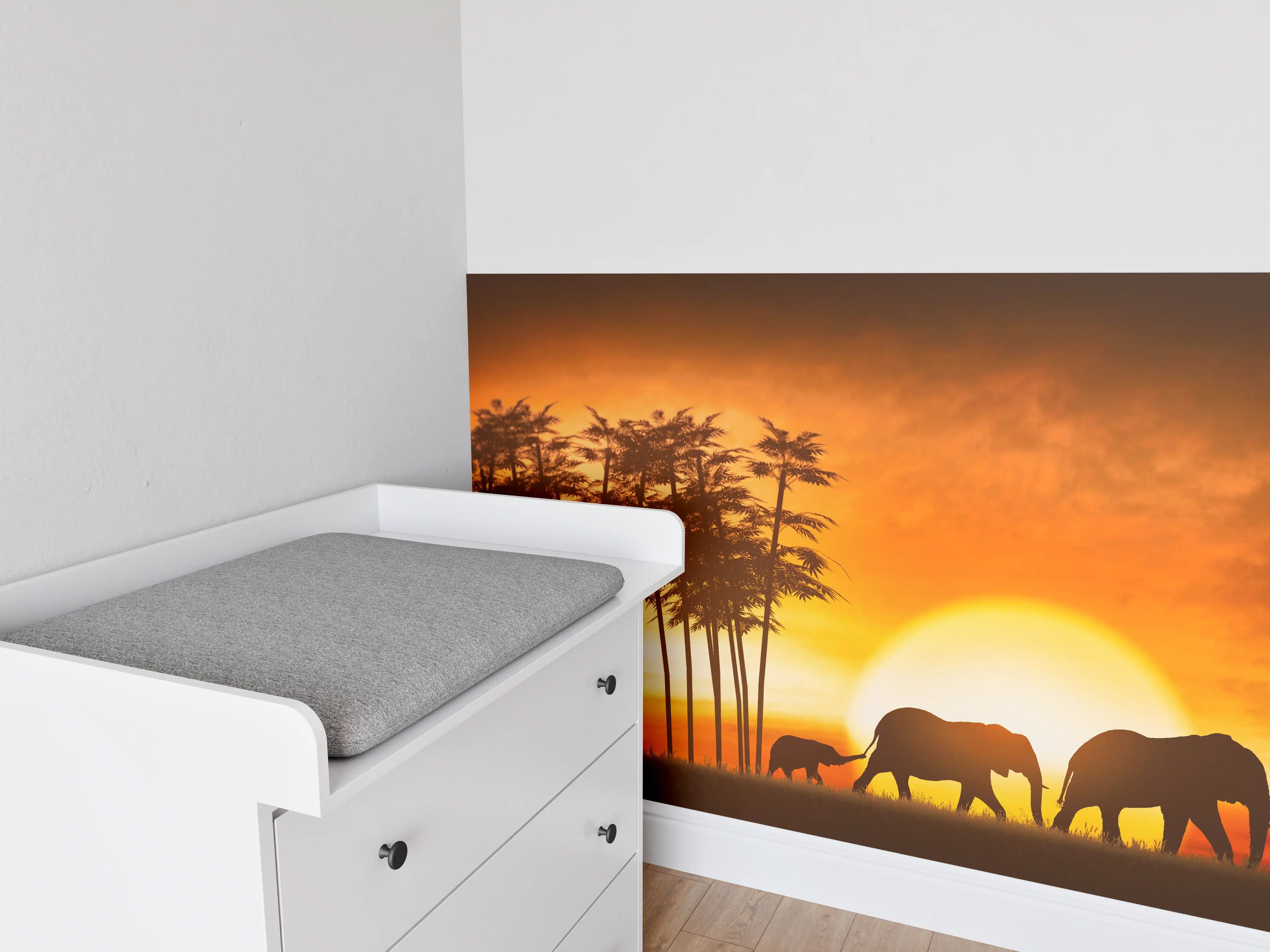 Babyzimmer Wandgestaltung - Elefantenfamilie