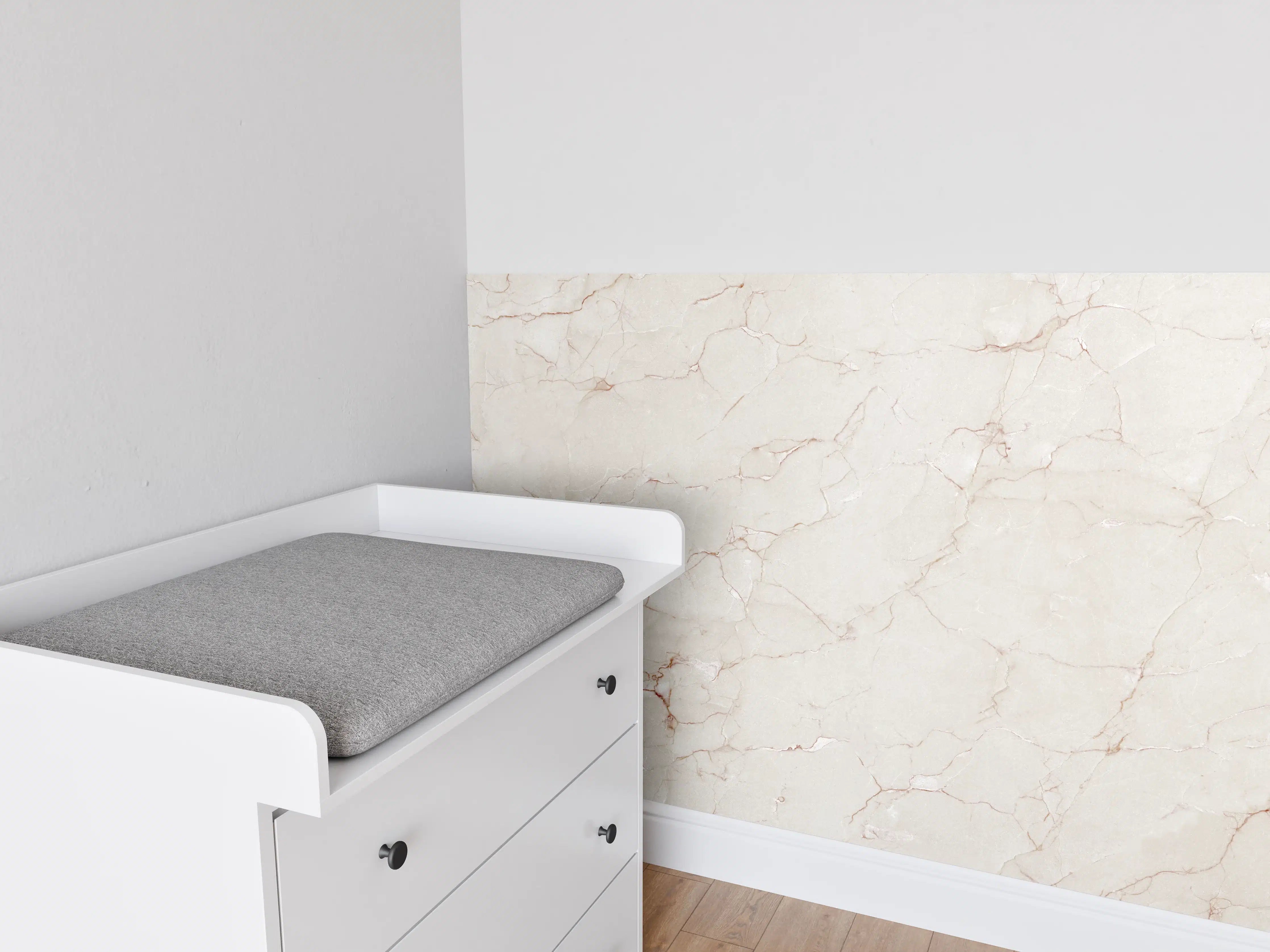 Babyzimmer Wandgestaltung - Elegante weiße Marmortextur mit feinen Rissen
