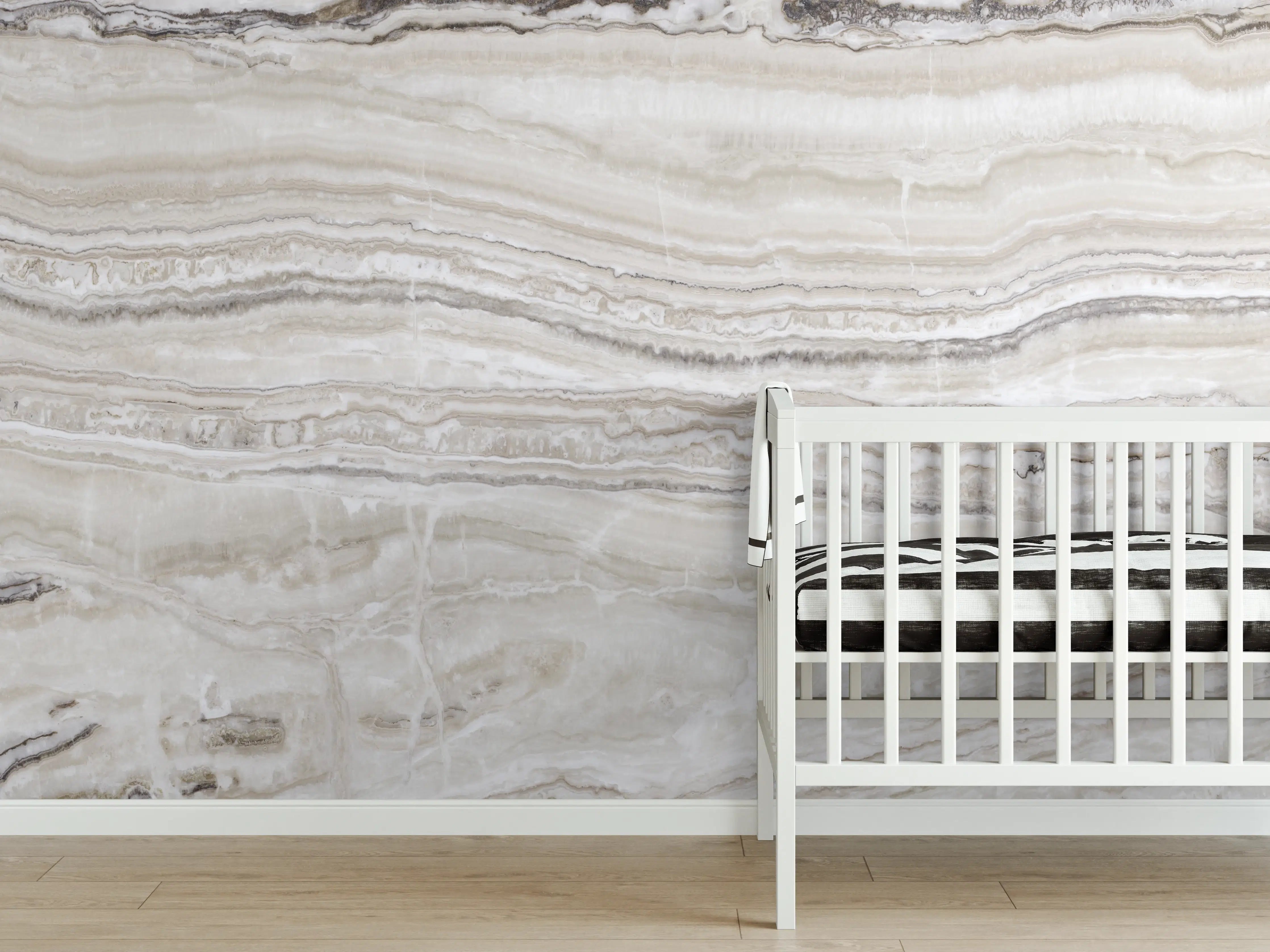 Babyzimmer Wandgestaltung - Eleganter Grau-Weiß-Marmor